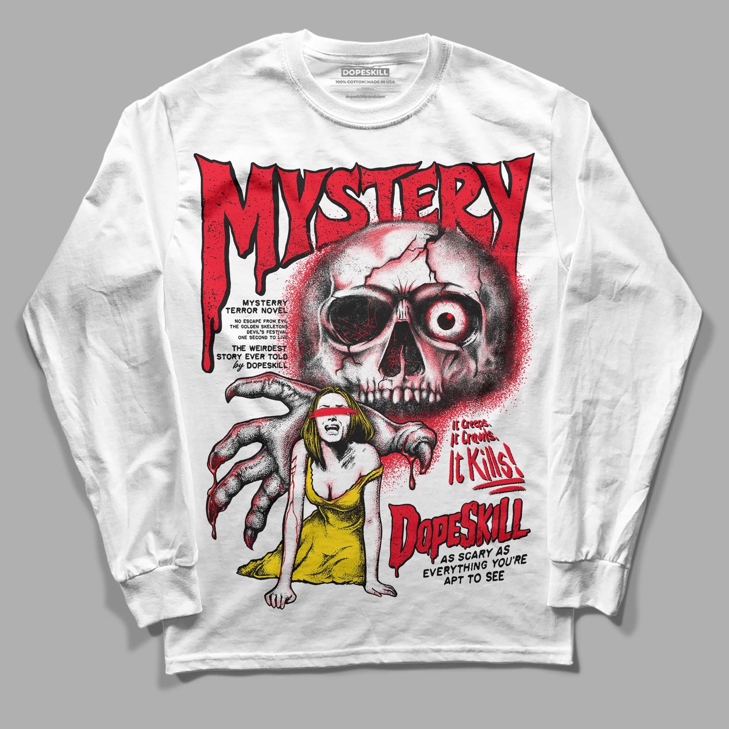 Red Thunder 4s DopeSkill Long Sleeve T-Shirt Mystery Ghostly Grasp Graphic