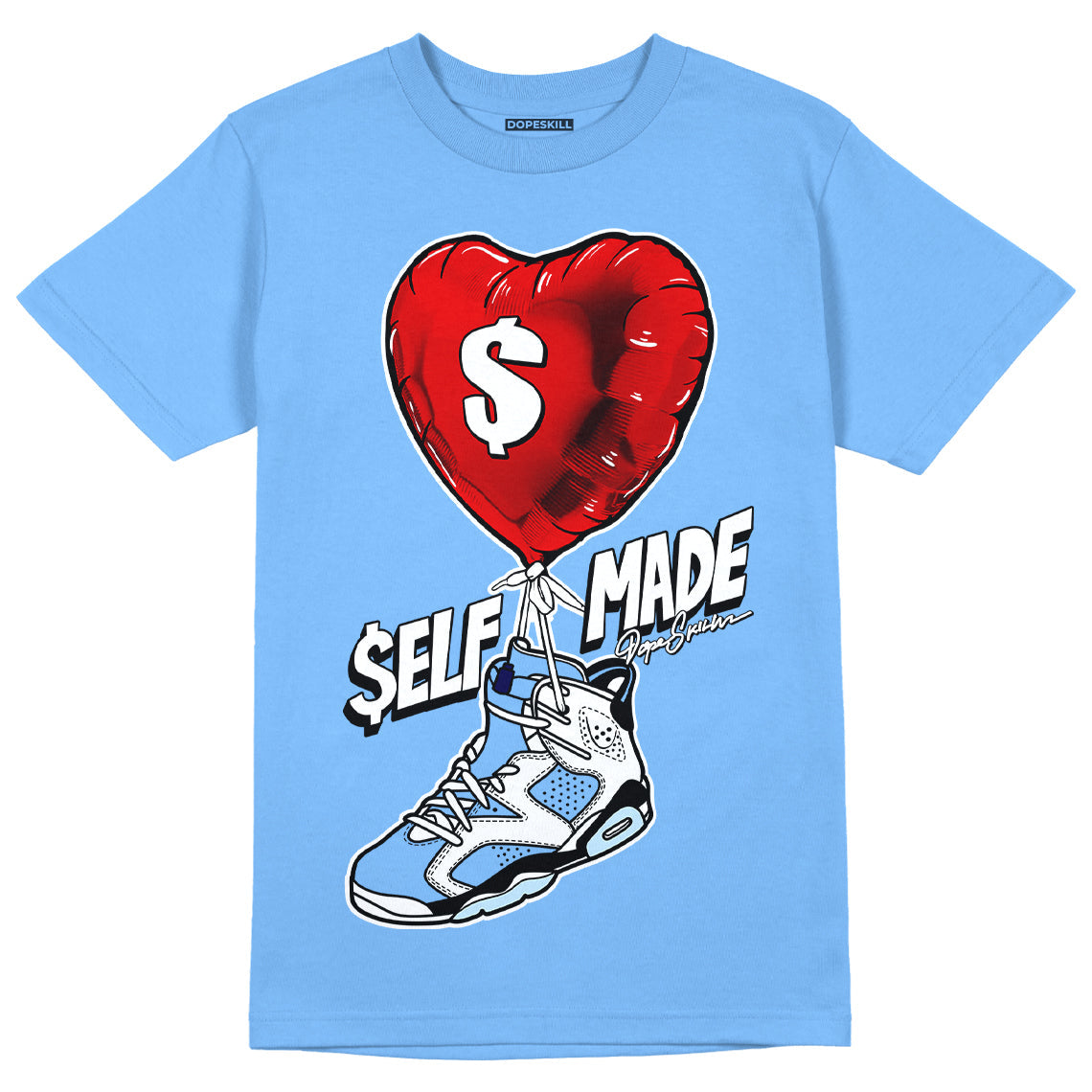 AJ 6 University Blue DopeSkill University Blue T-Shirt Self Made Graphic