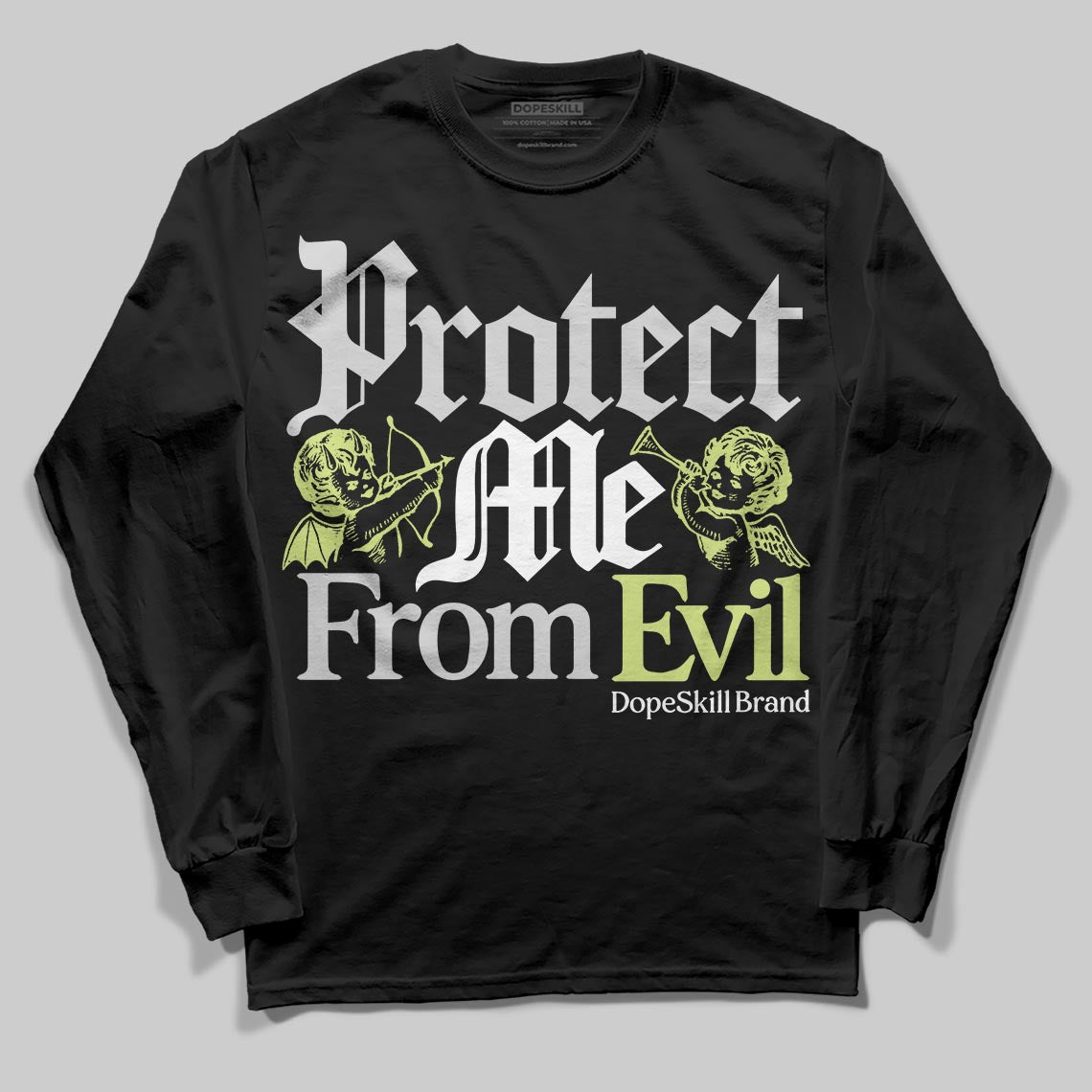 Light Lemon Twist 4s DopeSkill Long Sleeve T-Shirt Protect Me From Evil Graphic