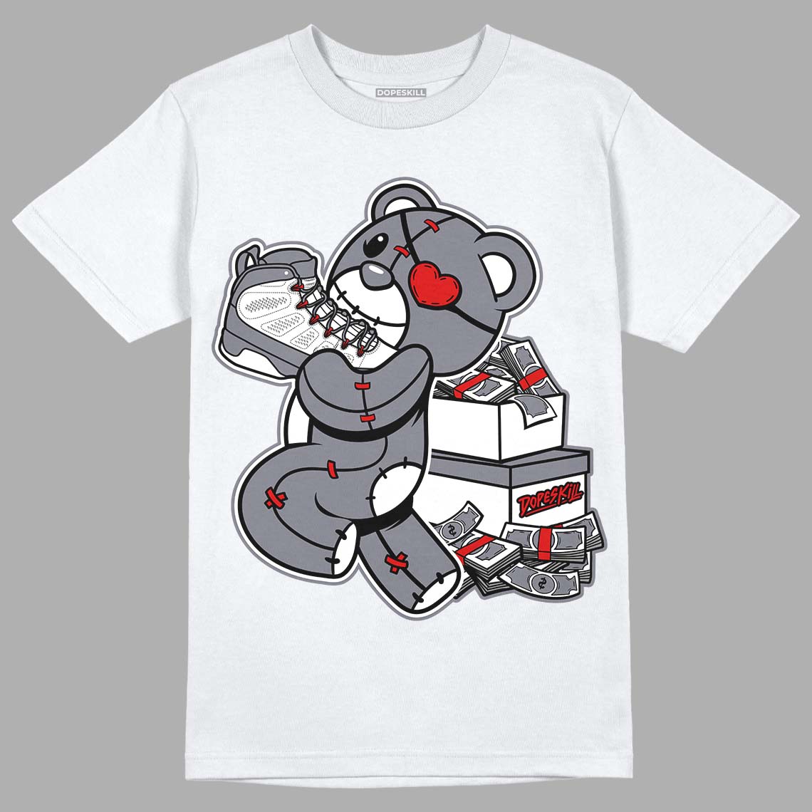Fire Red 9s DopeSkill T-Shirt Bear Steals Sneaker Graphic