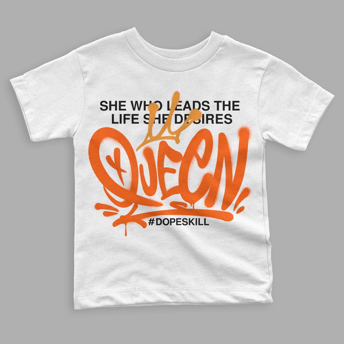 Brilliant Orange 12s DopeSkill Toddler Kids T-shirt Queen Graphic