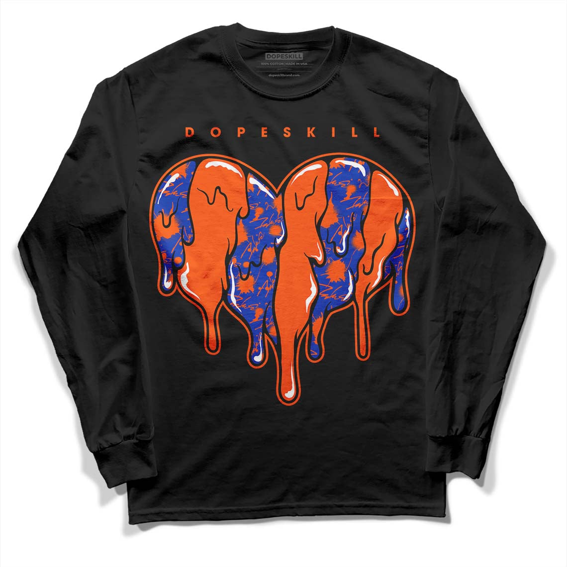 Dunk Low Futura Orange Blaze DopeSkill Long Sleeve T-Shirt Slime Drip Heart Graphic