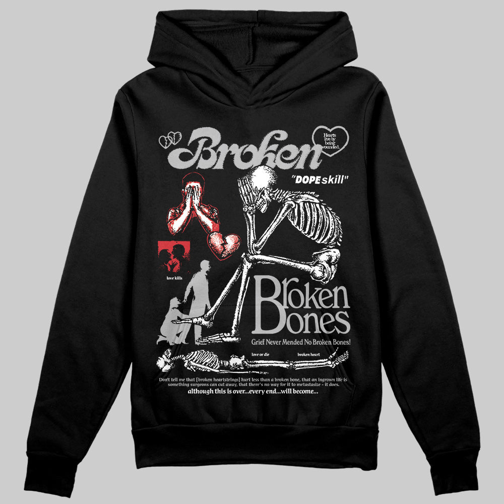 Black Cement 3s DopeSkill Hoodie Sweatshirt Broken Bones Graphic
