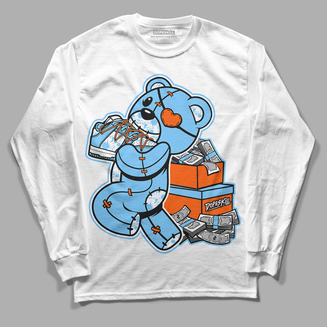 Dunk Low Futura University Blue DopeSkill Long Sleeve T-Shirt Bear Steals Sneaker Graphic