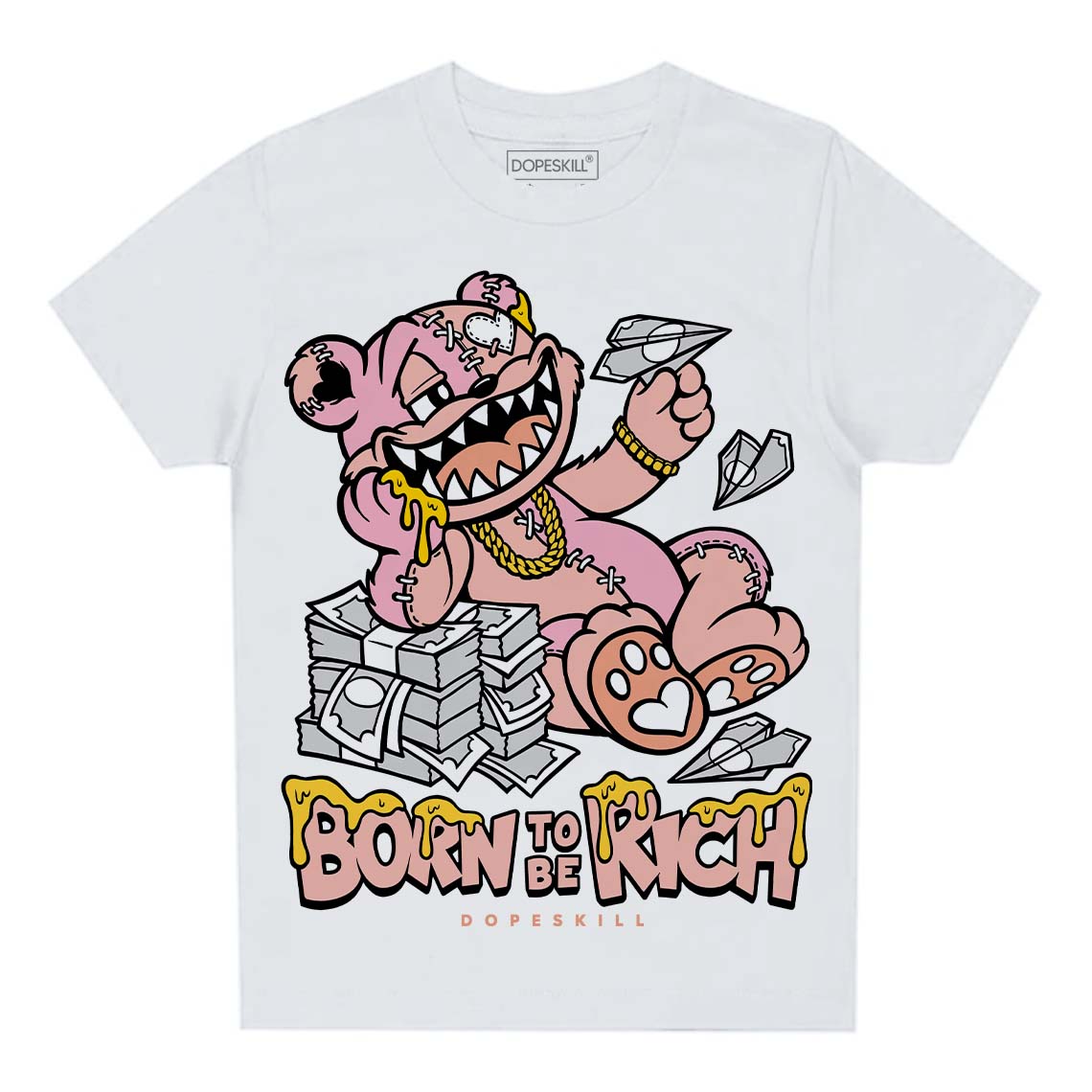Legend Pink 11s DopeSkill Toddler Kids T-shirt Born To Be Rich Graphic
