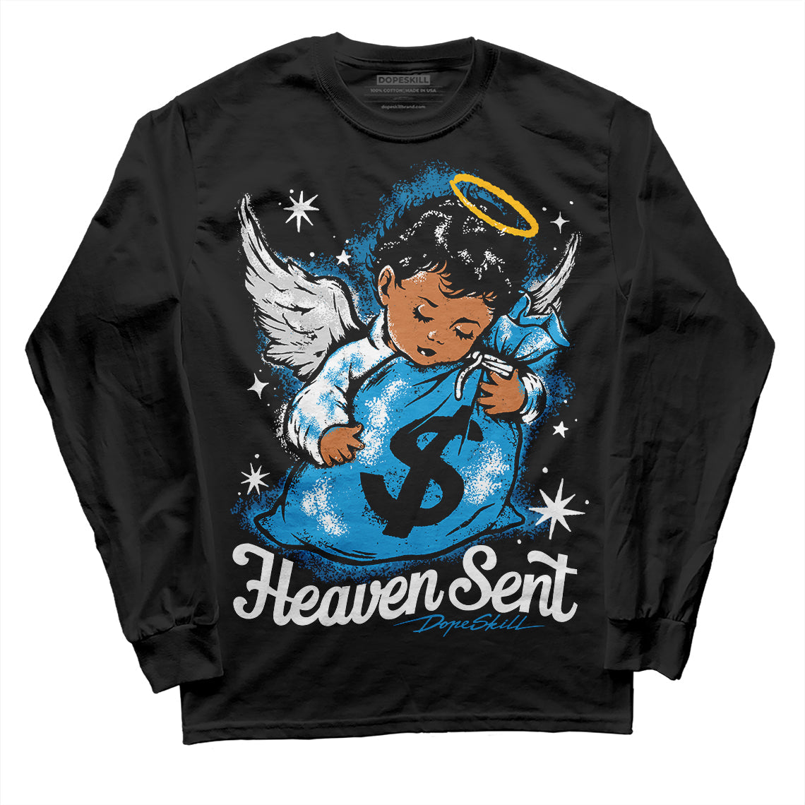 Military Blue 4s DopeSkill Long Sleeve T-Shirt Heaven Sent Graphic