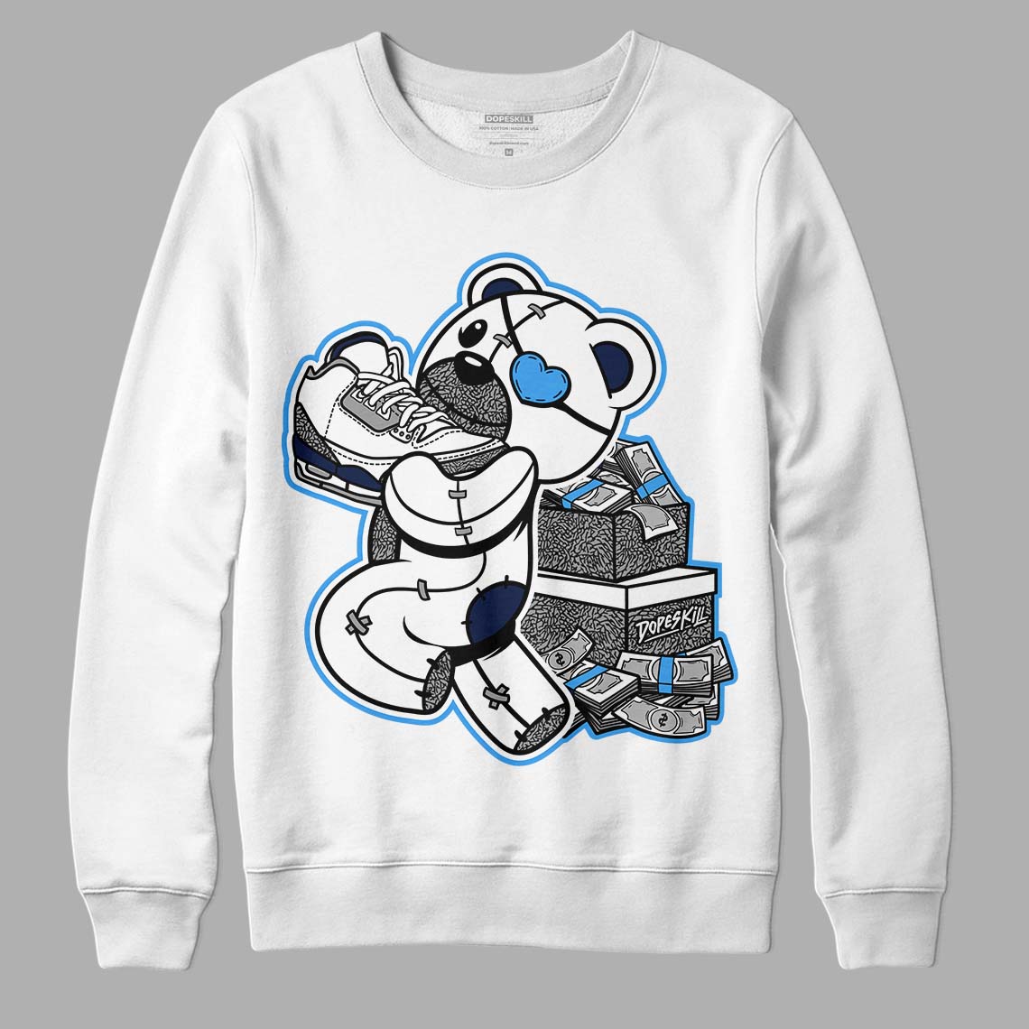 Midnight Navy 3s DopeSkill Sweatshirt Bear Steals Sneaker Graphic