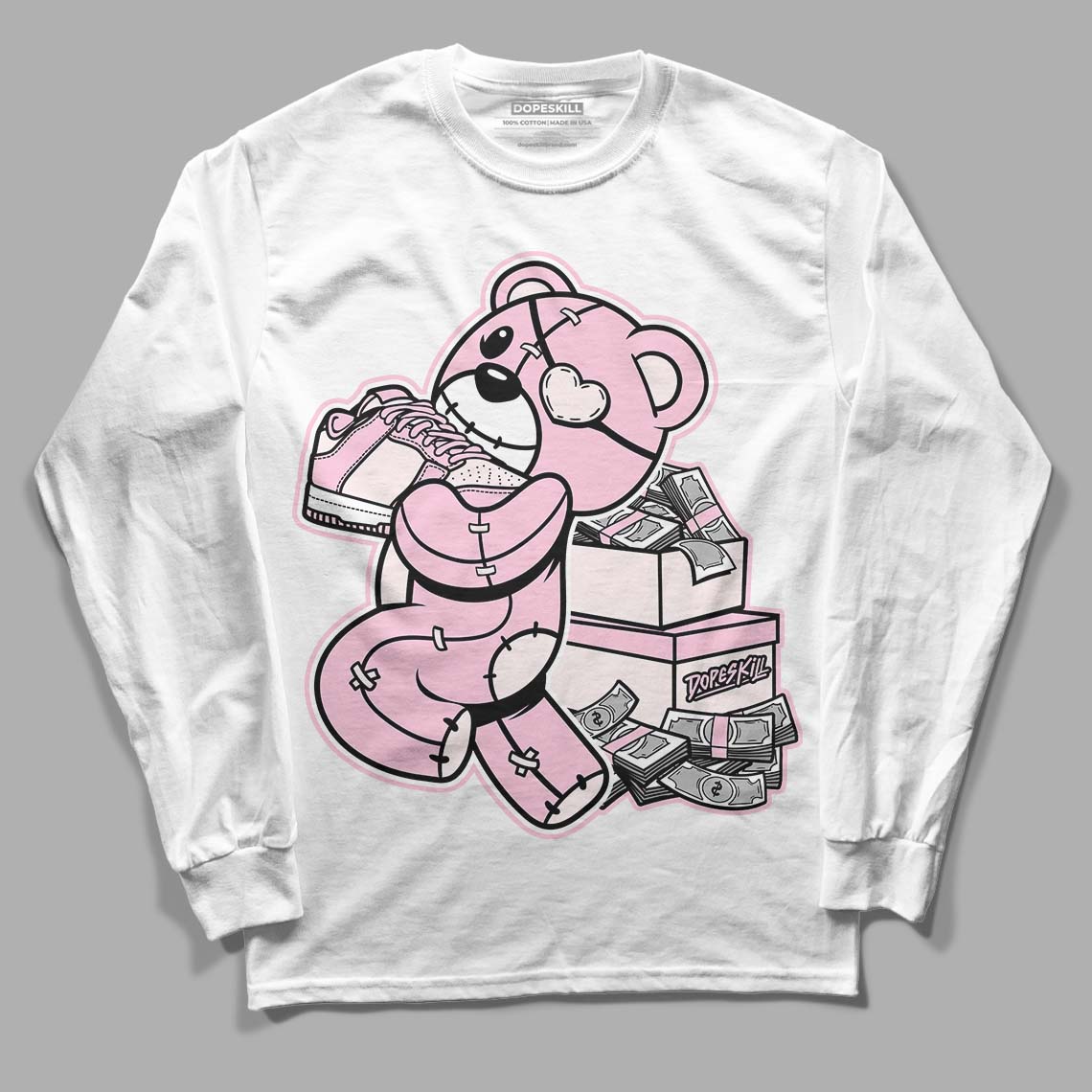 Dunk Low Pink Foam DopeSkill Long Sleeve T-Shirt Bear Steals Sneaker Graphic