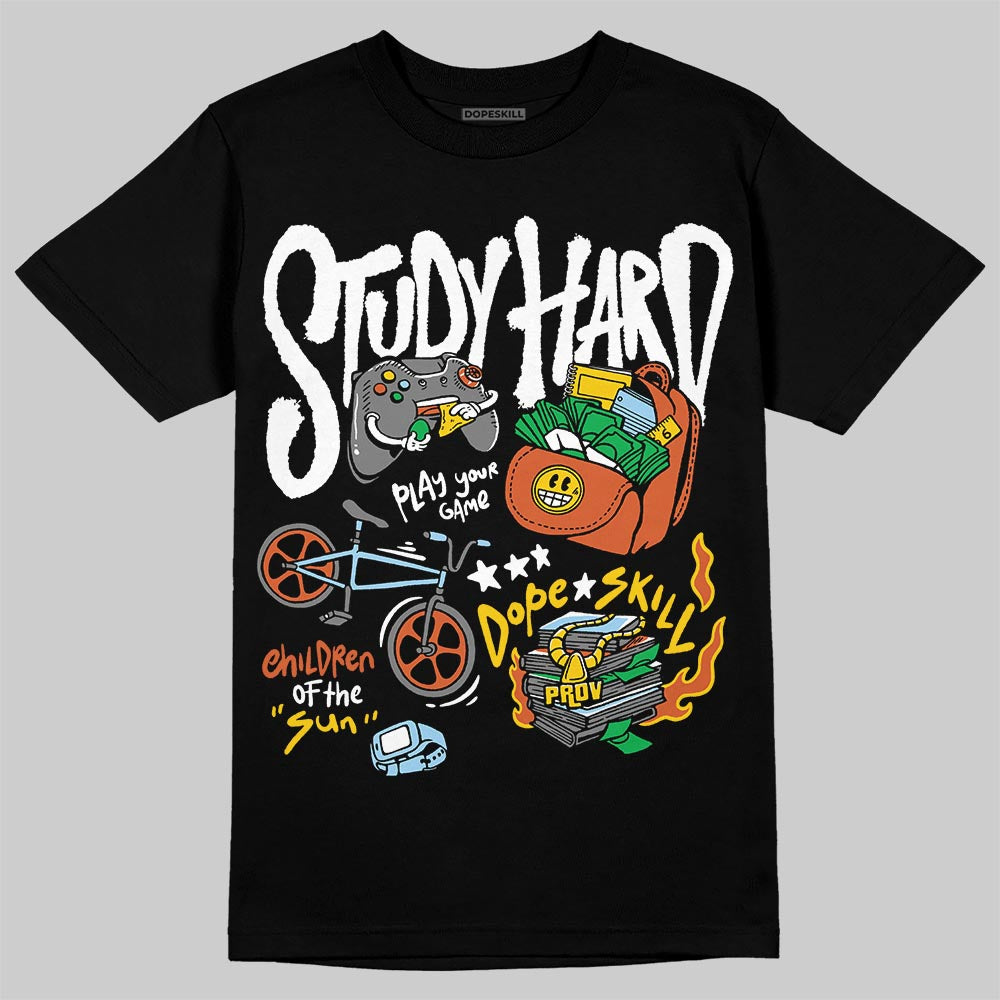 Black and White Collection DopeSkill T-Shirt Study Hard Graphic