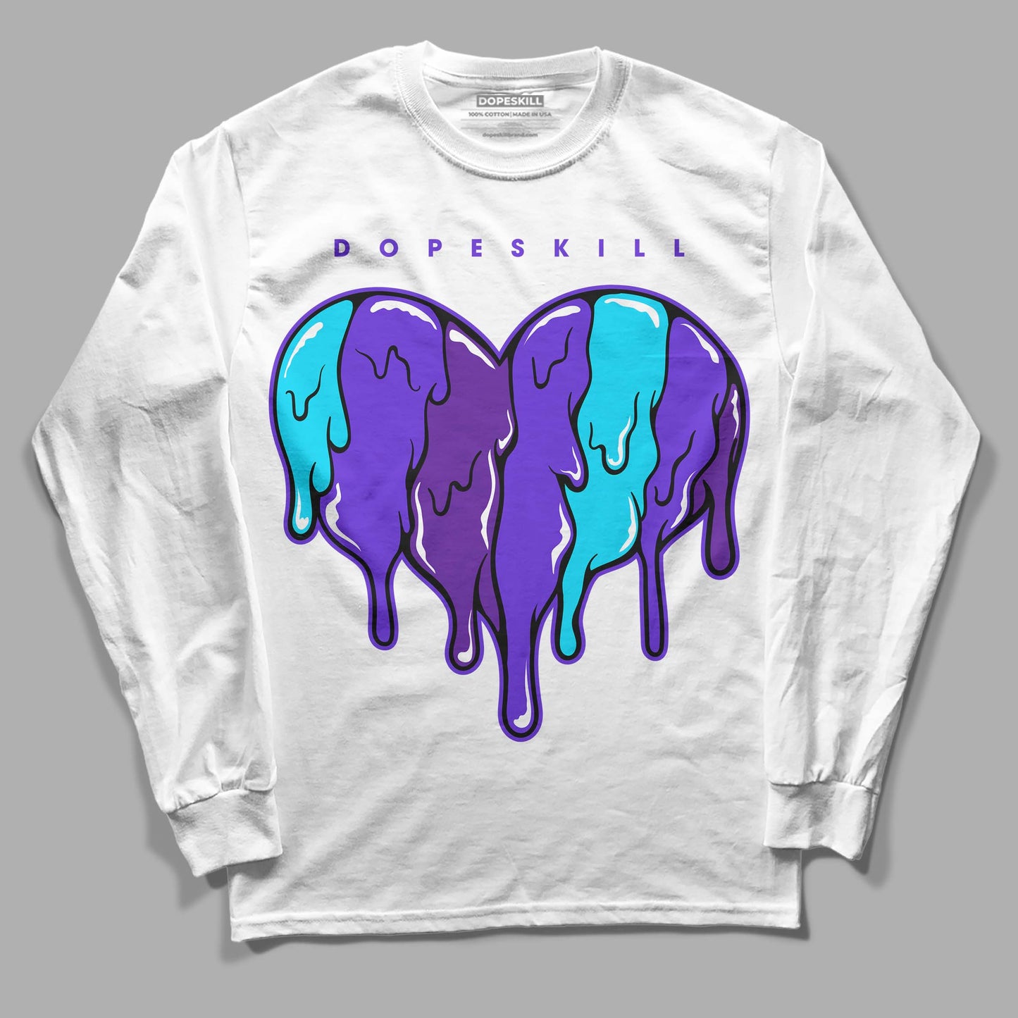 Aqua 6s DopeSkill Long Sleeve T-Shirt Slime Drip Heart Graphic