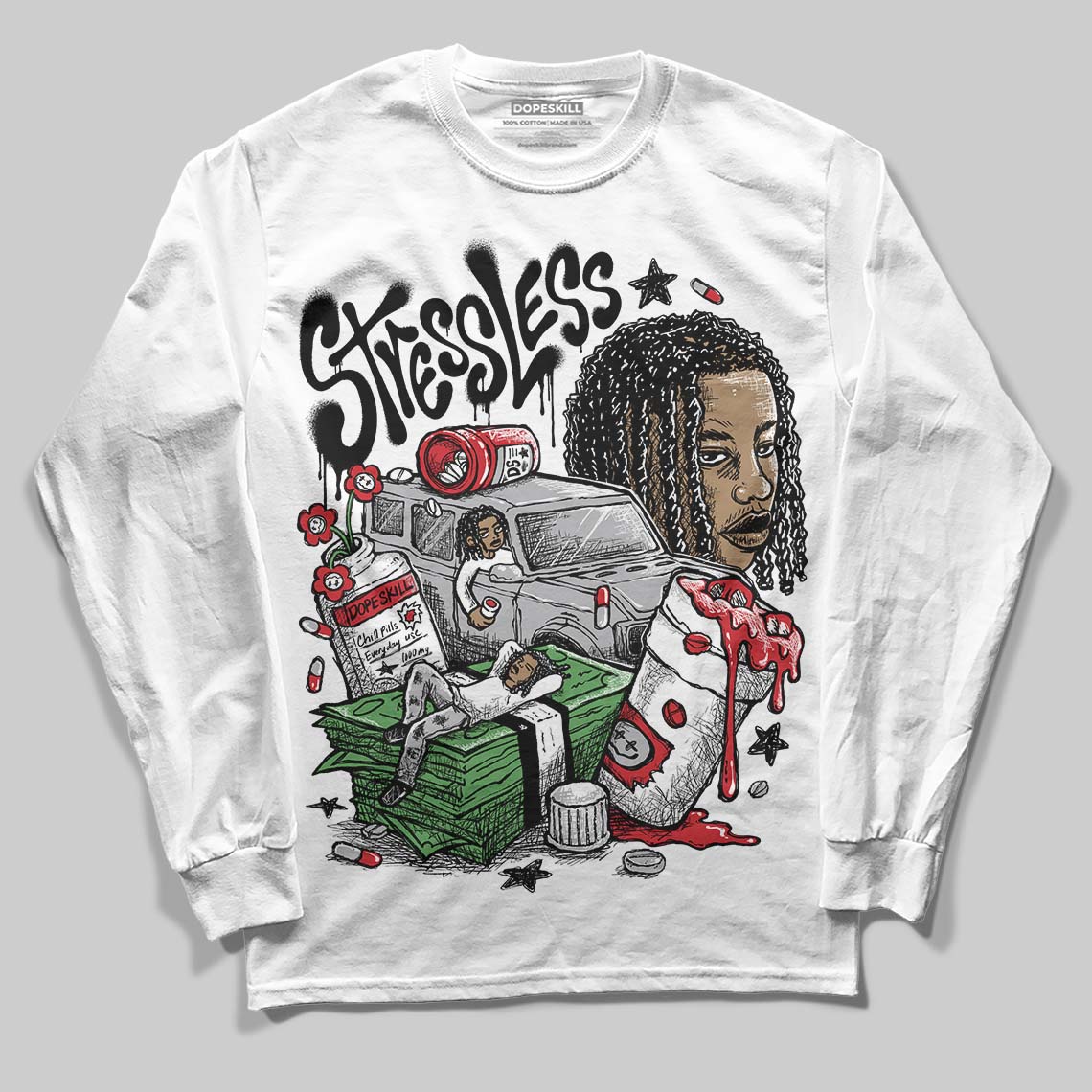 White Cement 4s DopeSkill Long Sleeve T-Shirt Stressless Graphic