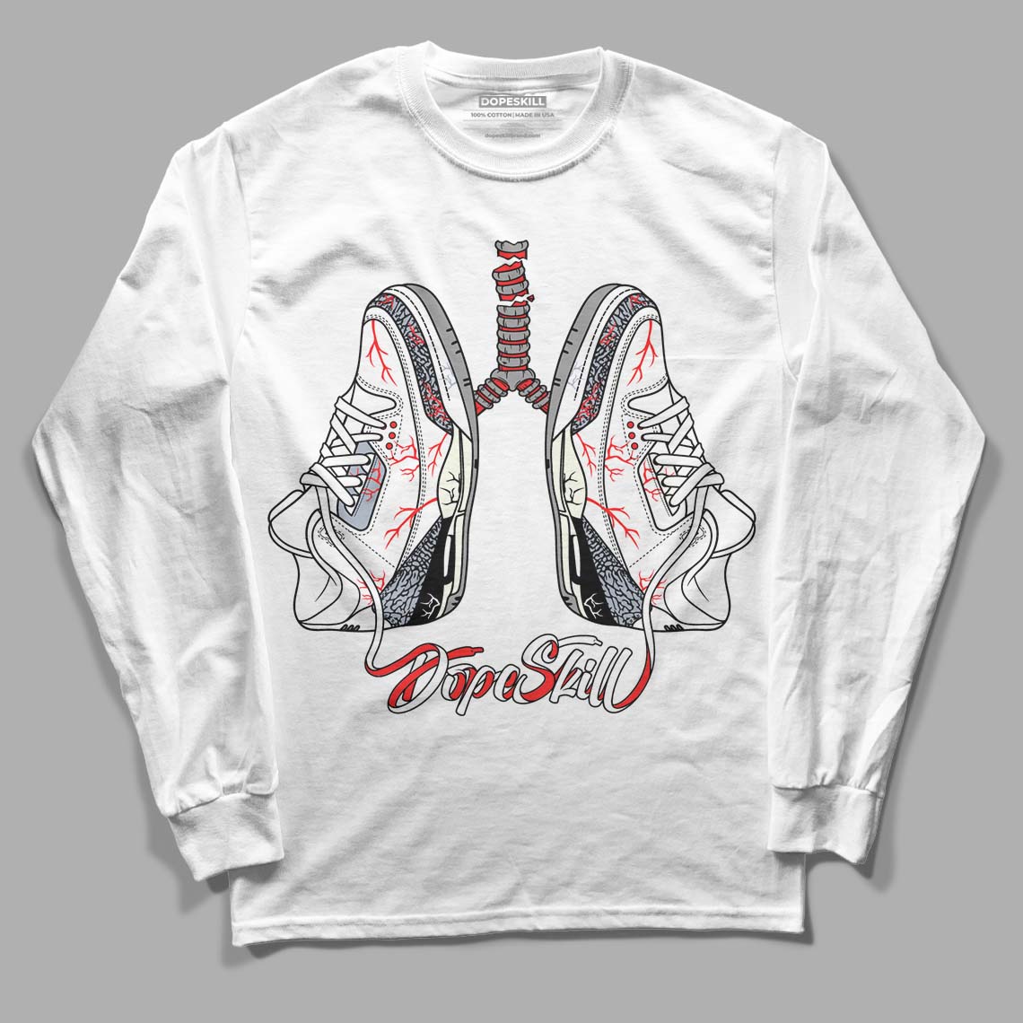 White Cement Reimagined 3s DopeSkill Long Sleeve T-Shirt Breathe Graphic
