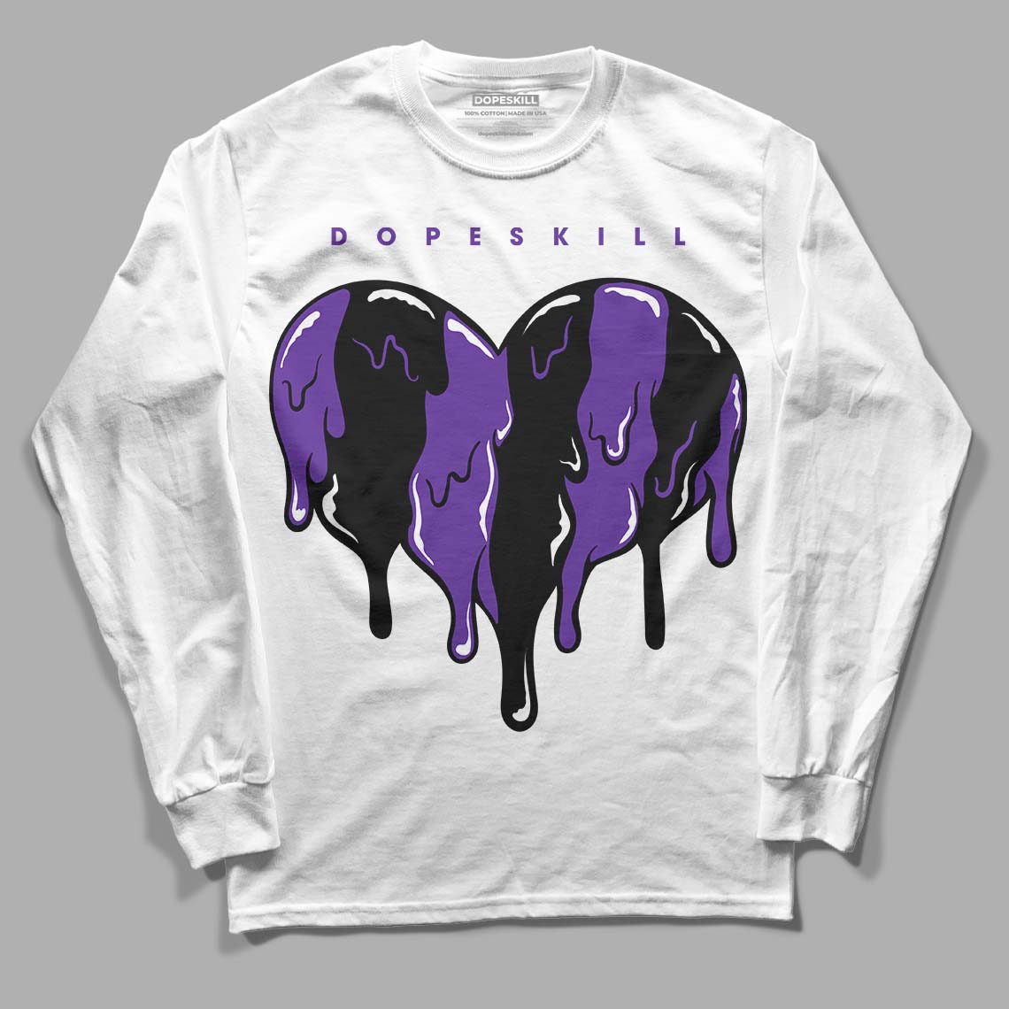 PURPLE Collection DopeSkill Long Sleeve T-Shirt Slime Drip Heart Graphic