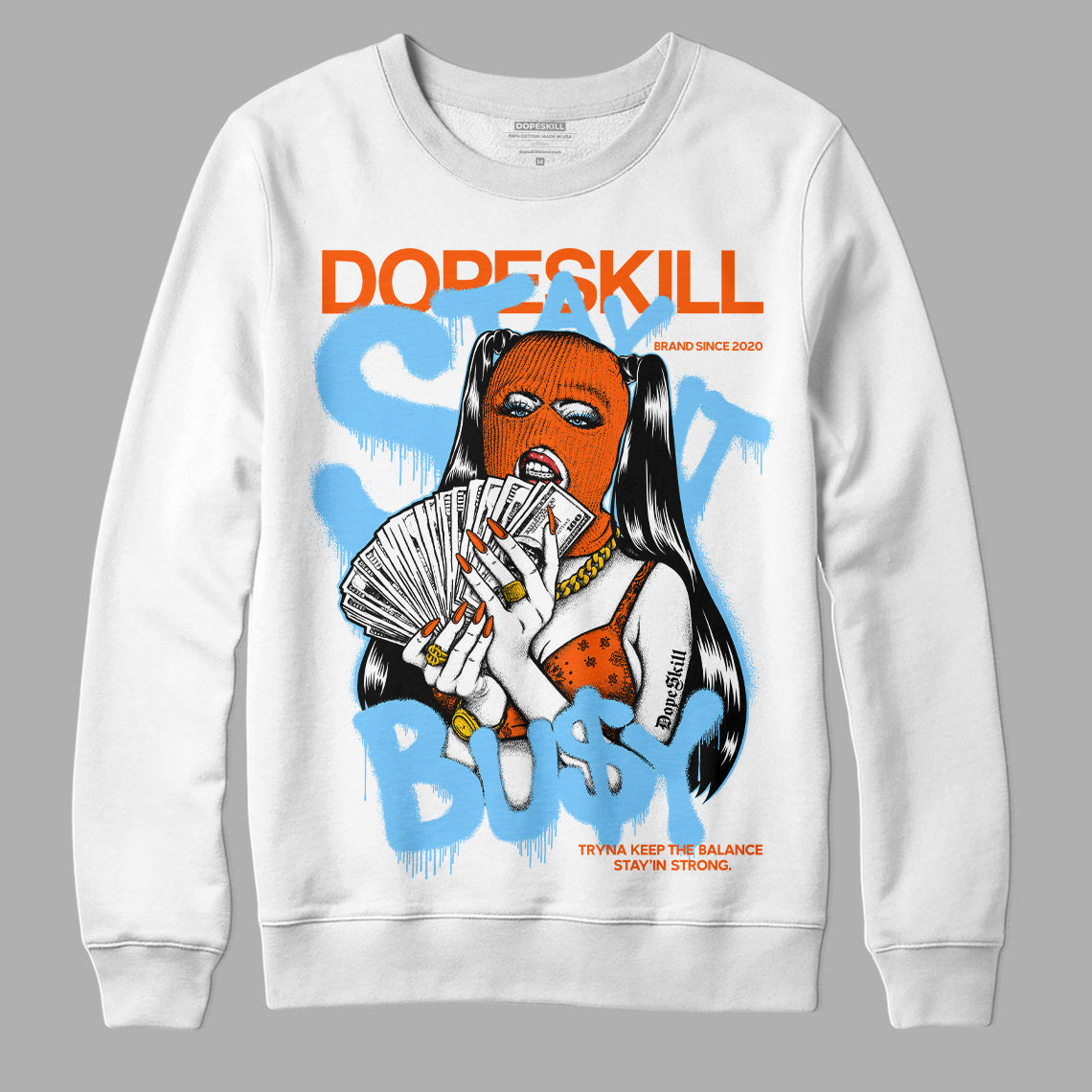 Dunk Low Futura University Blue DopeSkill Sweatshirt Stay It Busy Graphic