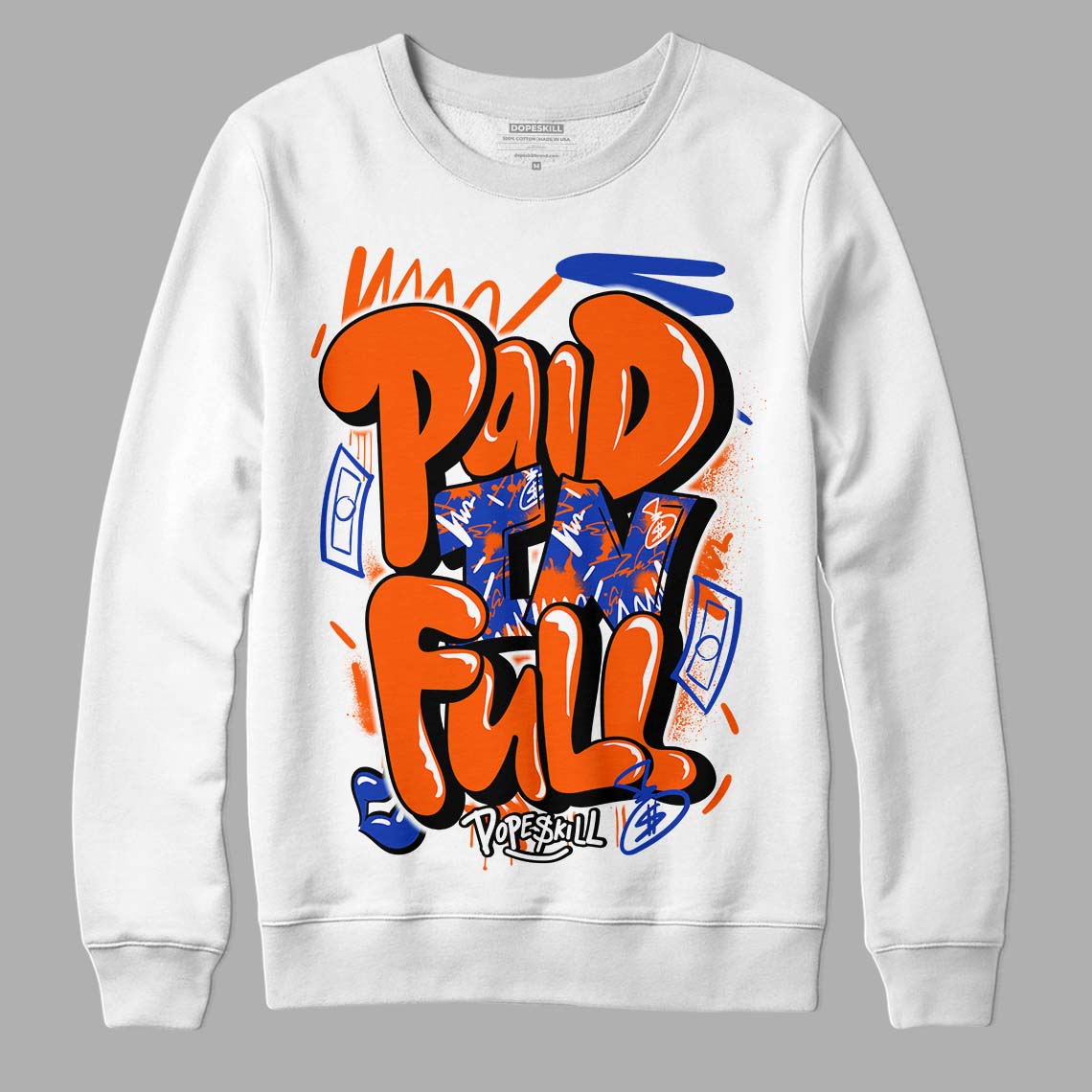 Dunk Low Futura Orange Blaze DopeSkill Sweatshirt New Paid In Full Graphic