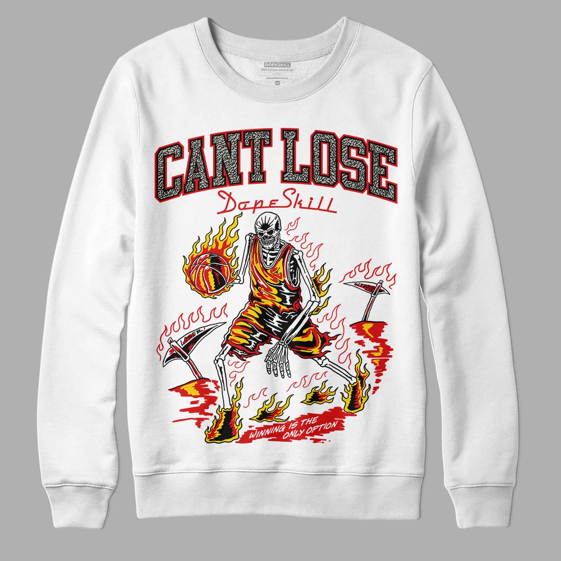 Fire Red 3s DopeSkill Sweatshirt Cant Lose Graphic
