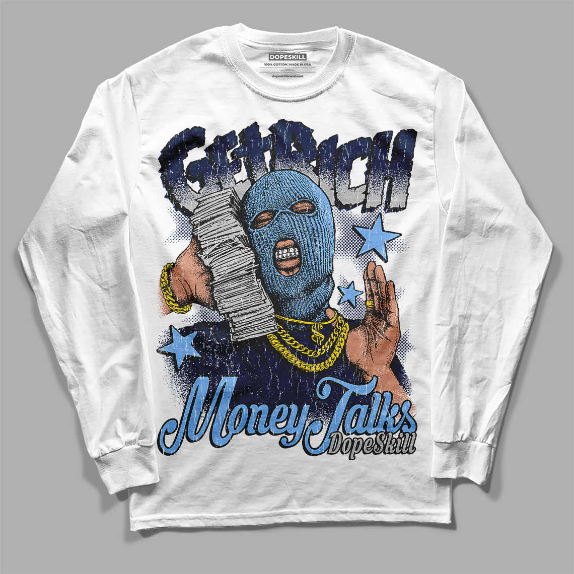 Midnight Navy 5s DopeSkill Long Sleeve T-Shirt Get Rich Graphic