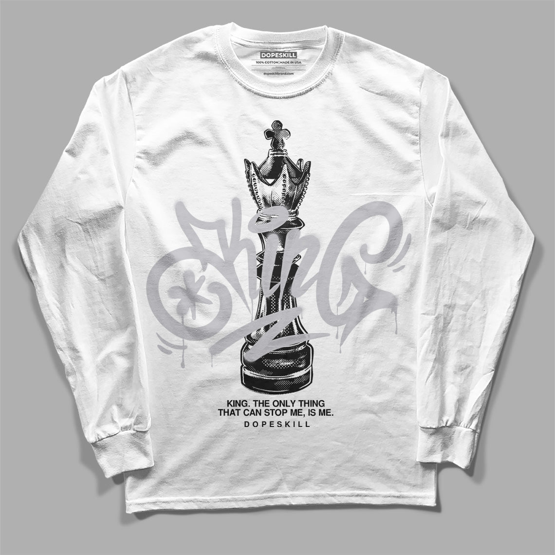 Cement Grey 11s DopeSkill Long Sleeve T-Shirt King Chess Graphic