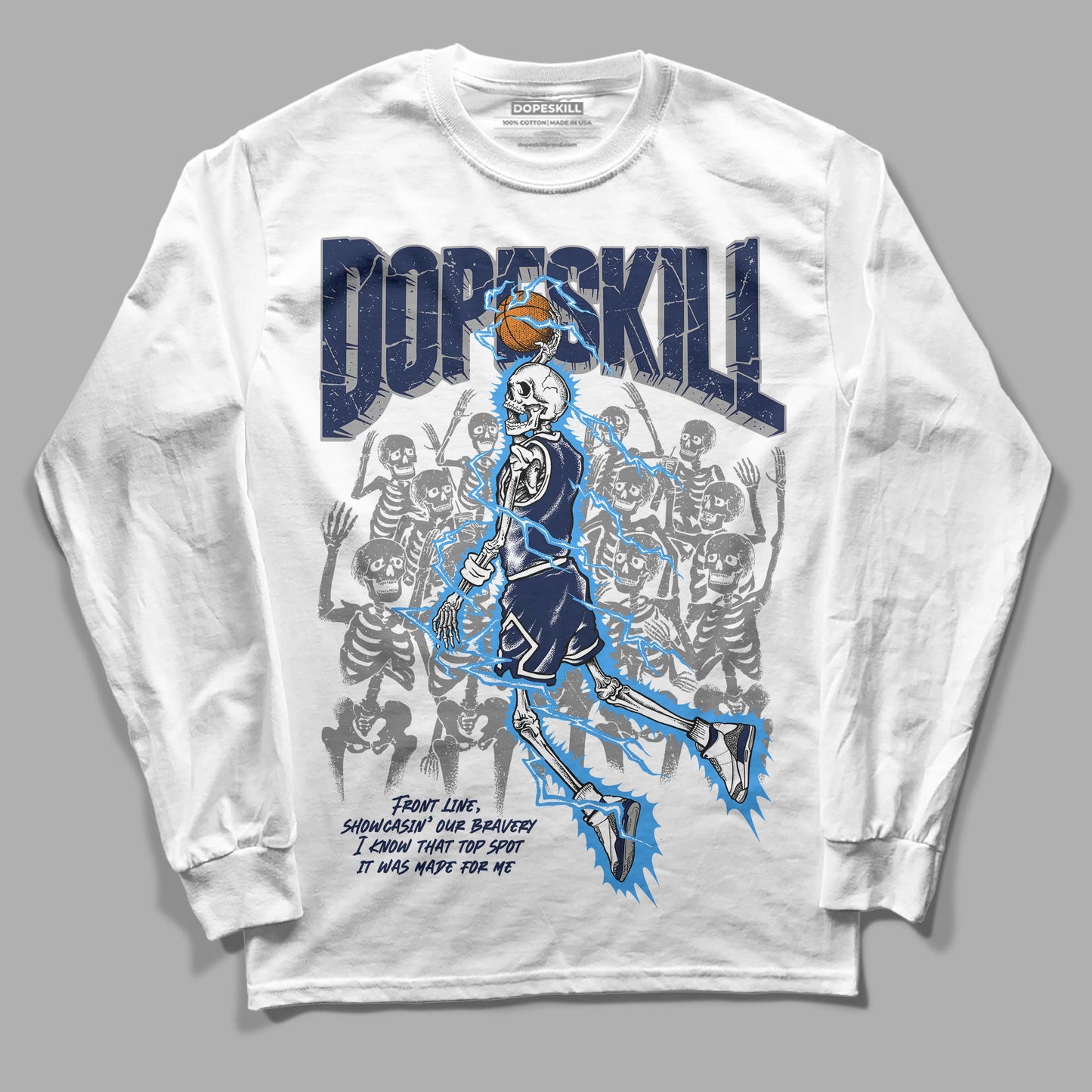 Midnight Navy 3s DopeSkill Long Sleeve T-Shirt Thunder Dunk Graphic