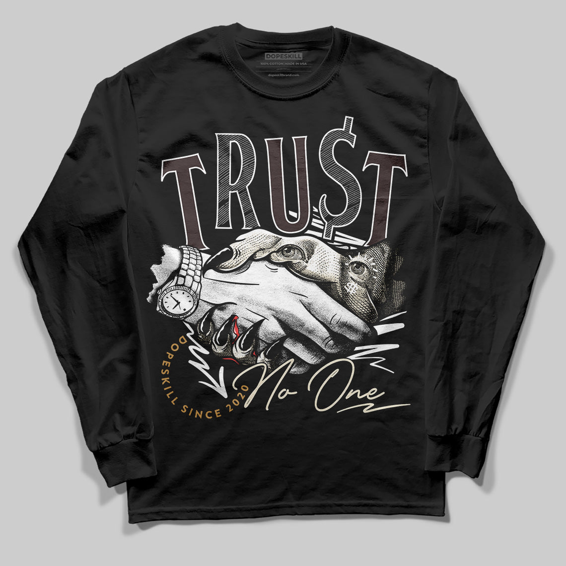 Earth 5s DopeSkill Long Sleeve T-Shirt Trust No One Graphic