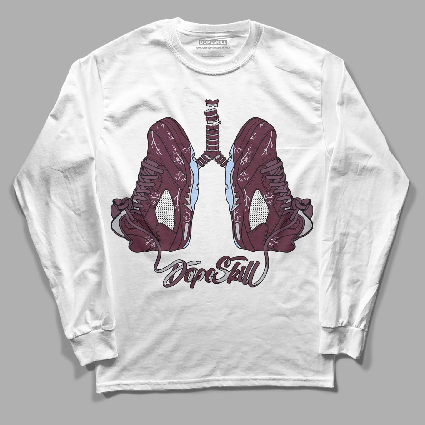 Burgundy 5s DopeSkill Long Sleeve T-Shirt Breathe Graphic