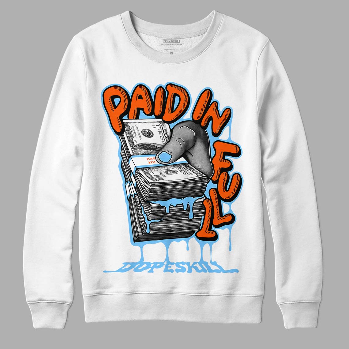 Dunk Low Futura University Blue DopeSkill Sweatshirt Paid In Full Graphic