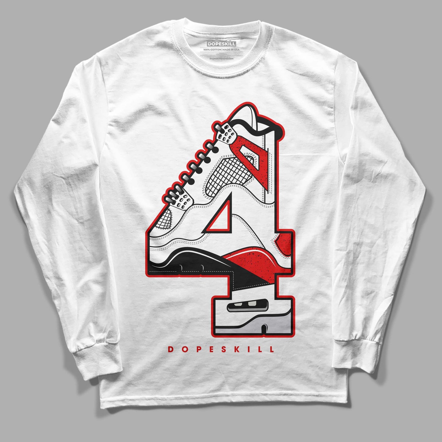 Red Cement 4S DopeSkill Long Sleeve T-Shirt No.4 Graphic