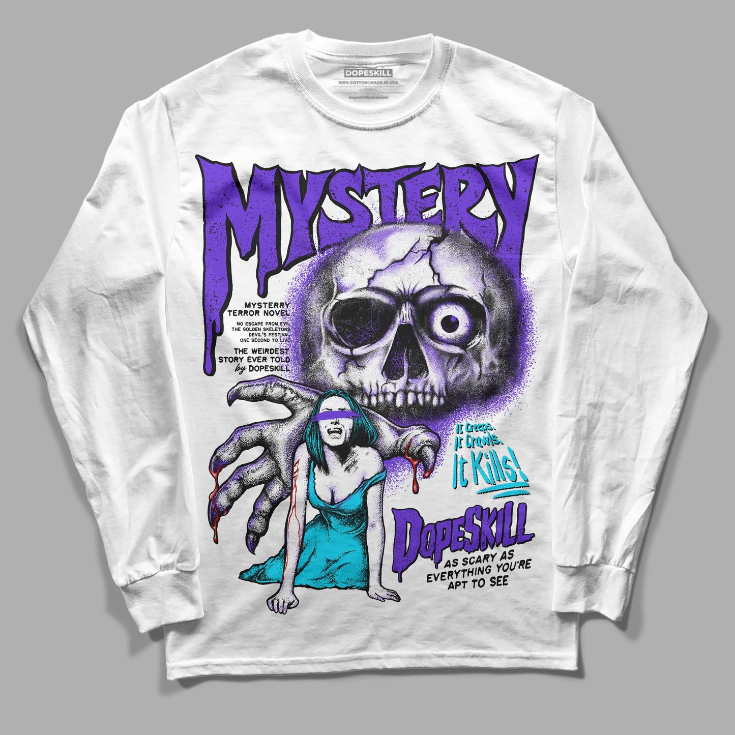 Aqua 6s DopeSkill Long Sleeve T-Shirt Mystery Ghostly Grasp Graphic