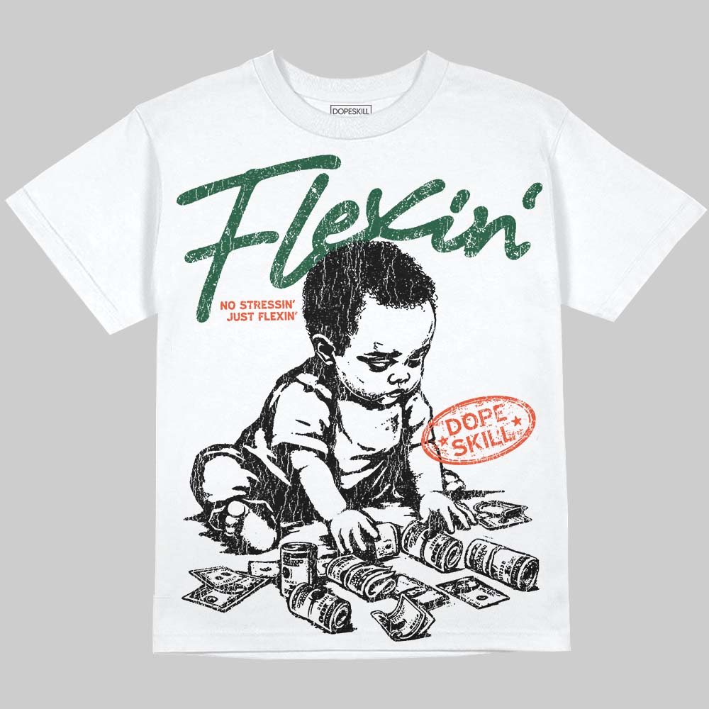 Dunk Team Dark Green Orange DopeSkill Oversize Print T-Shirt Flexin' Graphic