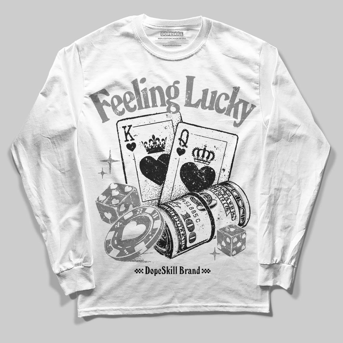 Grey Collection DopeSkill Long Sleeve T-Shirt Feeling Lucky Graphic