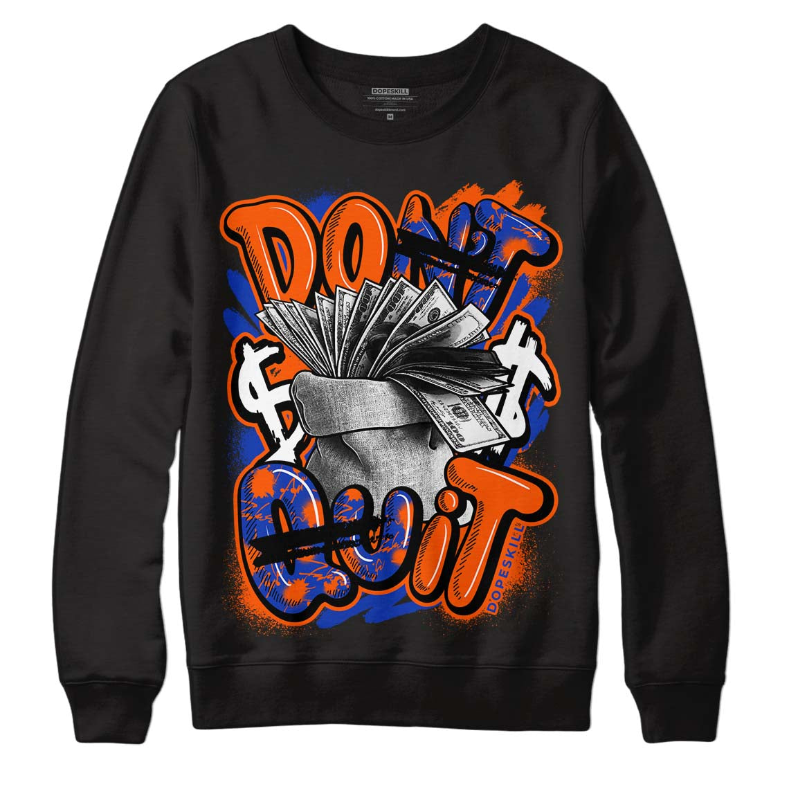 Dunk Low Futura Orange Blaze DopeSkill Sweatshirt Don't Quit Graphic