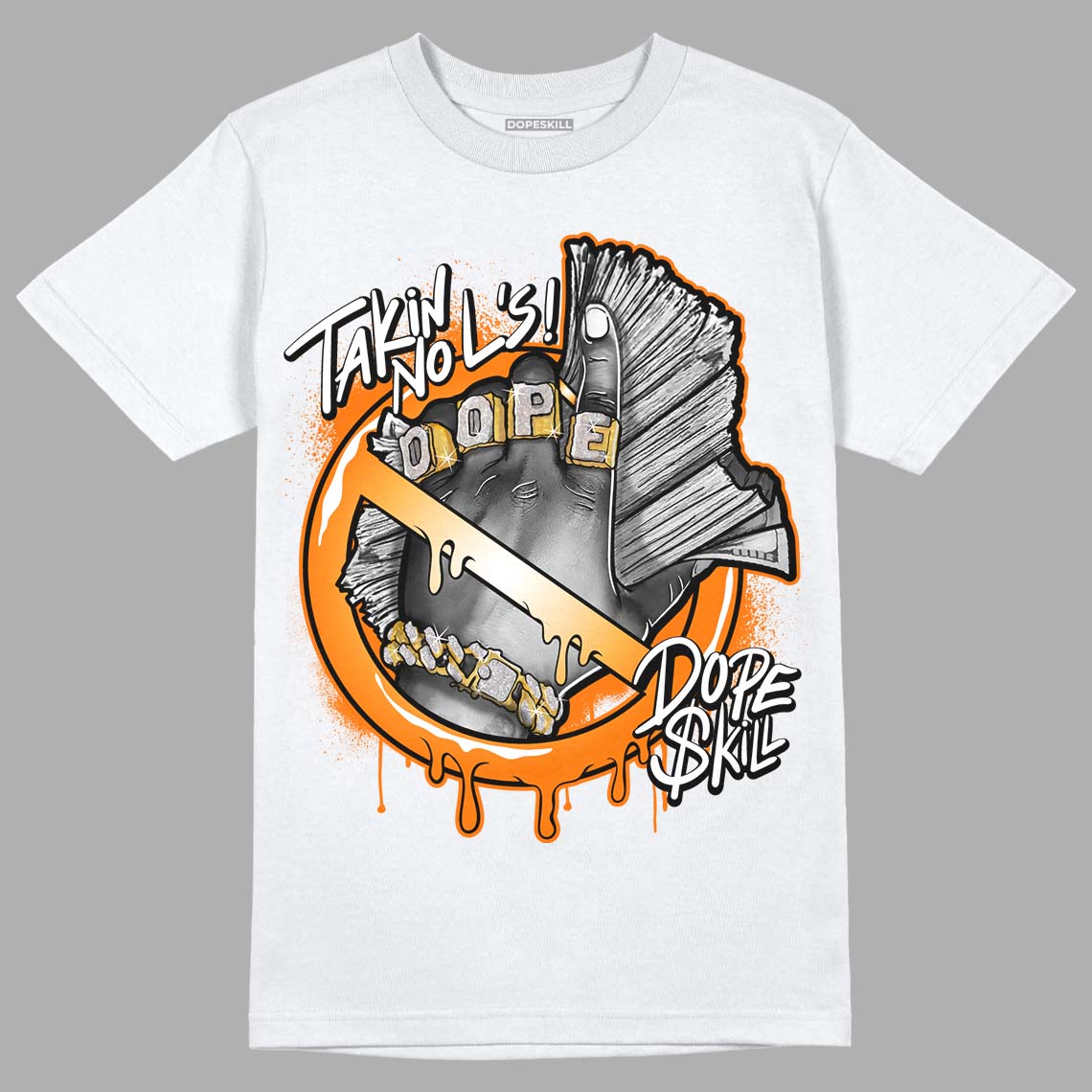Dunk Low Magma Orange DopeSkill T-Shirt Takin No L's Graphic