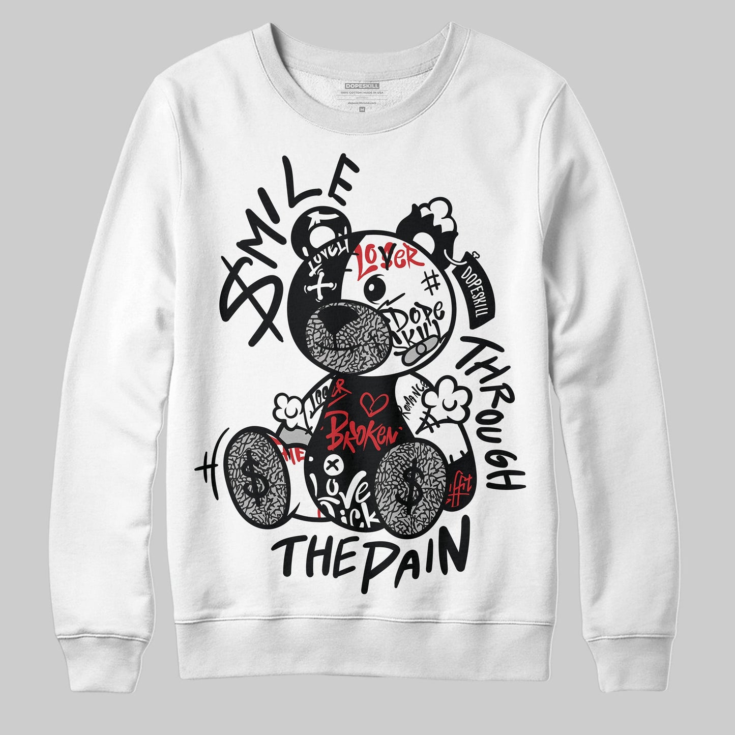 Black Cement 3s DopeSkill Sweatshirt Smile Through The Pain Graphic