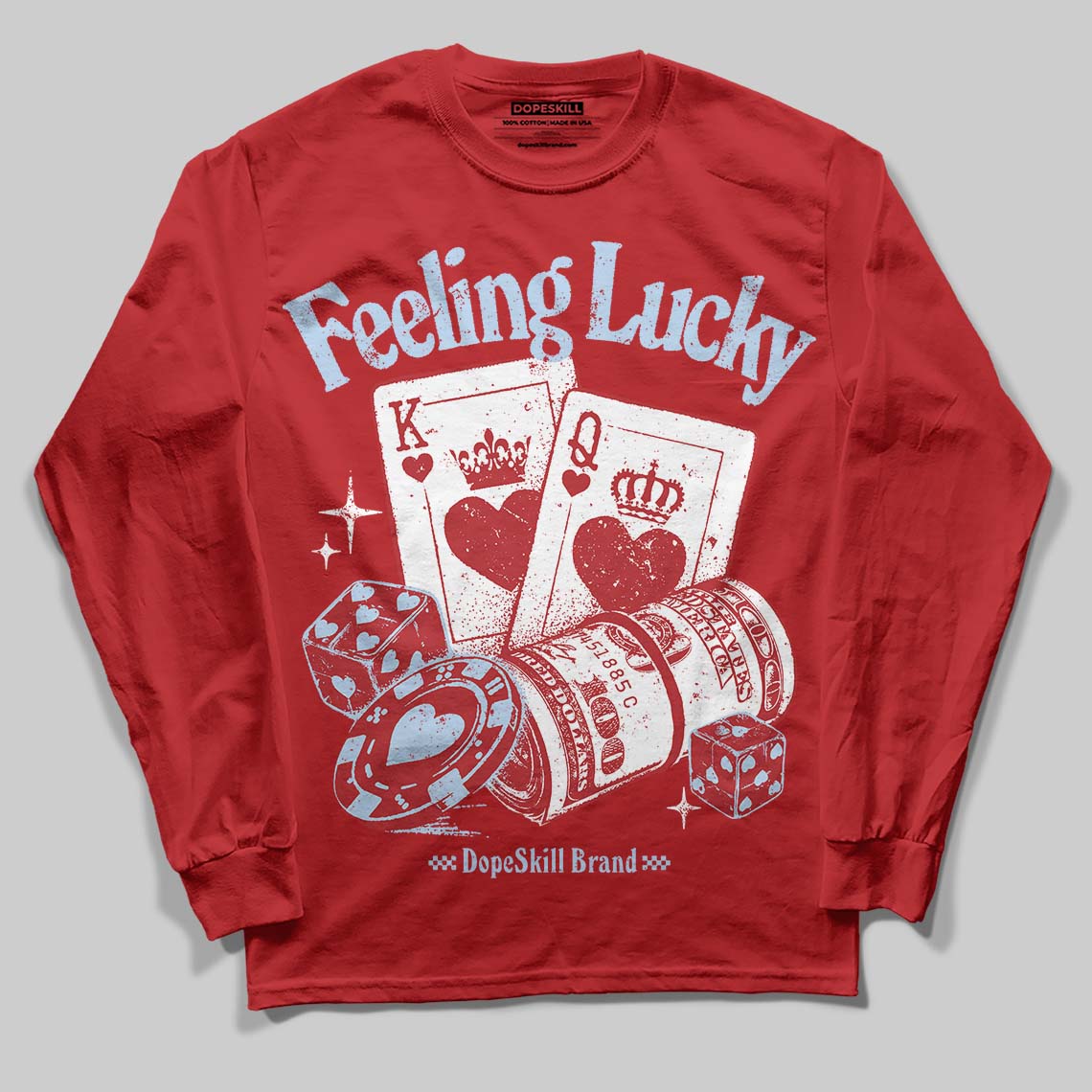 Cherry 11s DopeSkill Long Sleeve T-Shirt Feeling Lucky Graphic