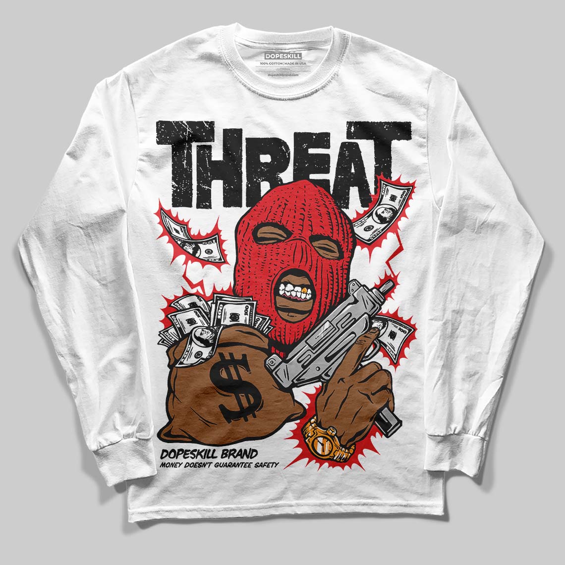 Black and White Collection DopeSkill Long Sleeve T-Shirt Under Threat Graphic