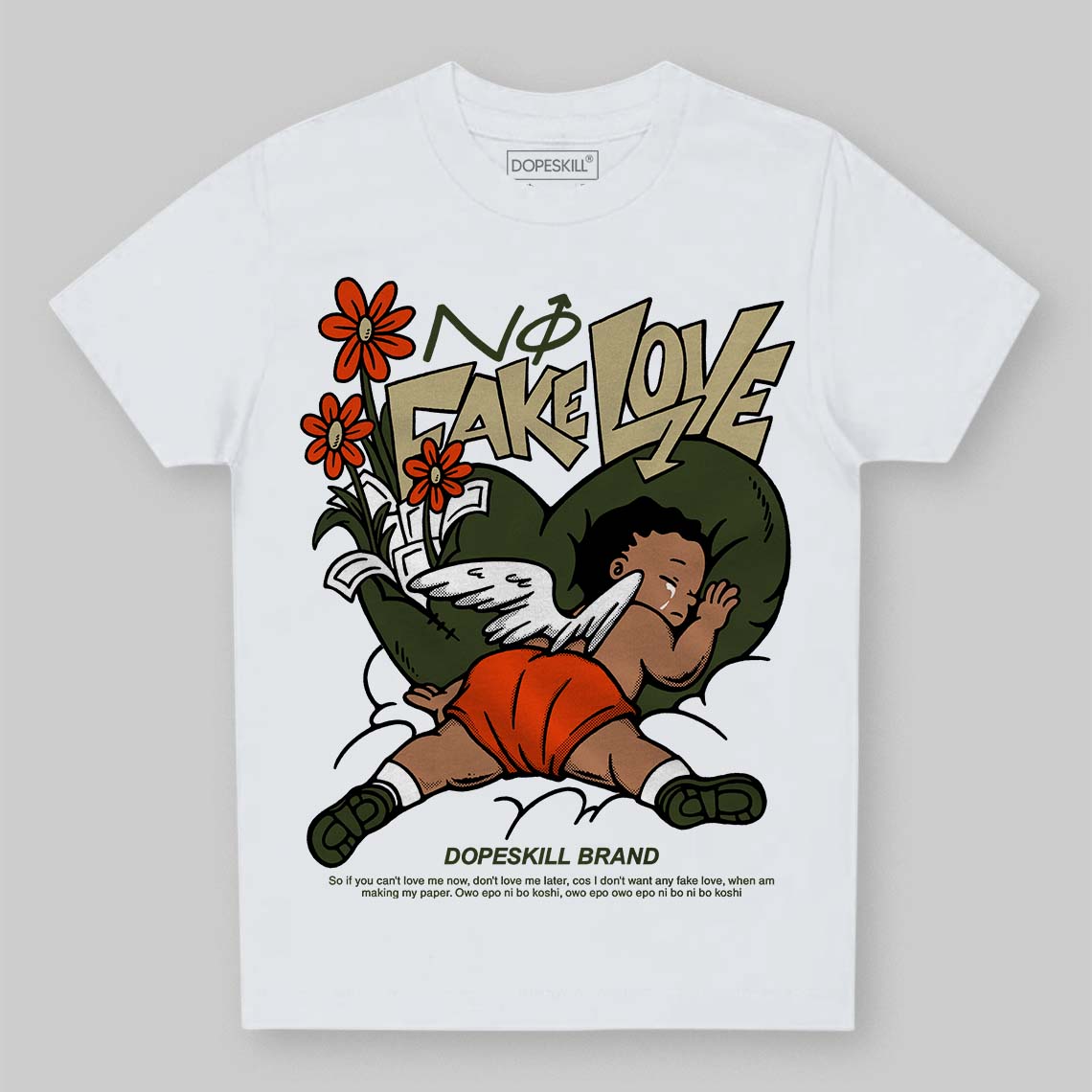 Olive Collection DopeSkill Toddler Kids T-shirt No Fake Love Graphic