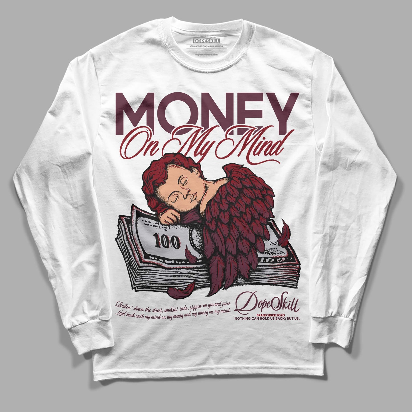 Burgundy 5s DopeSkill Long Sleeve T-Shirt MOMM Graphic
