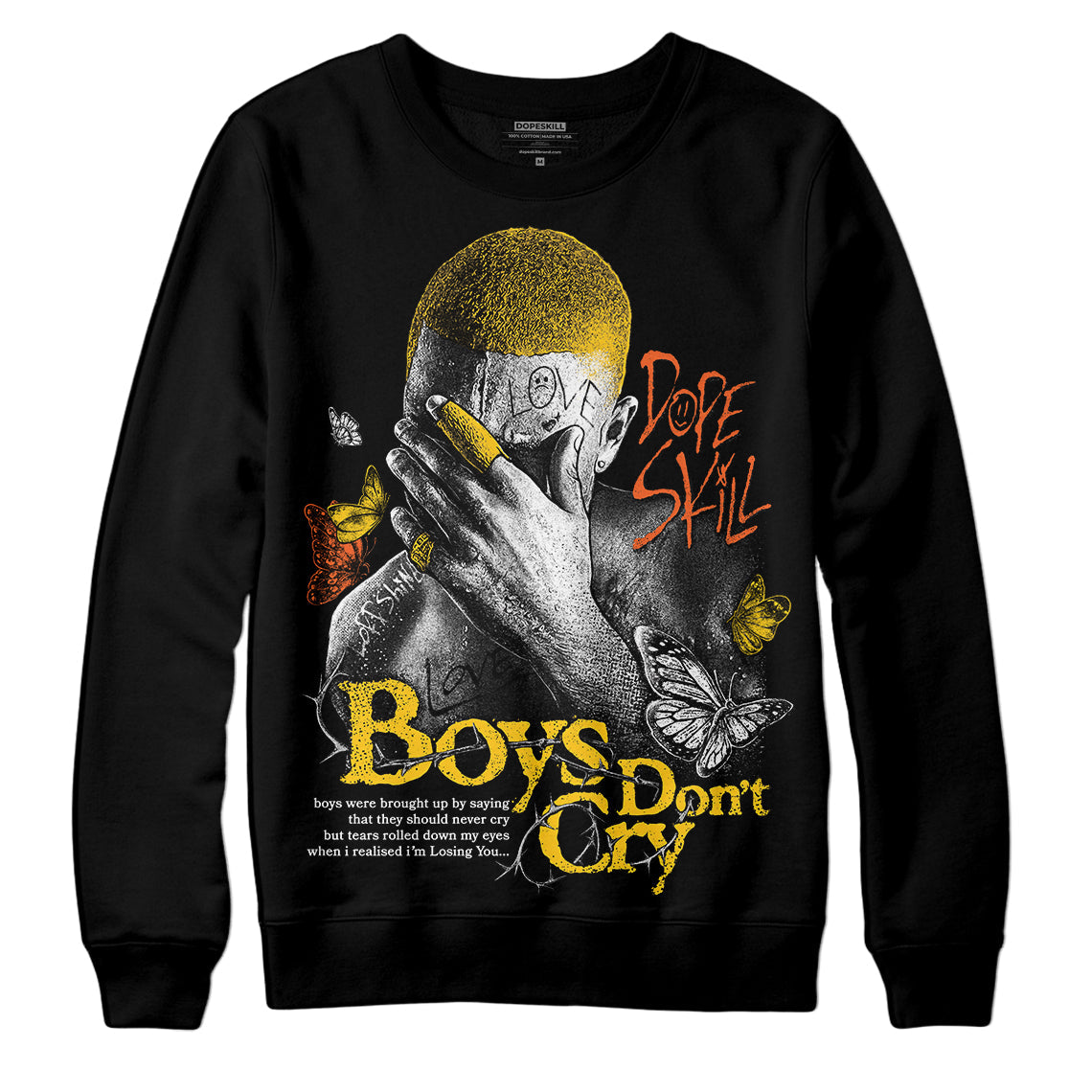 Yellow Collection DopeSkill Sweatshirt Boys Don't Cry Graphic