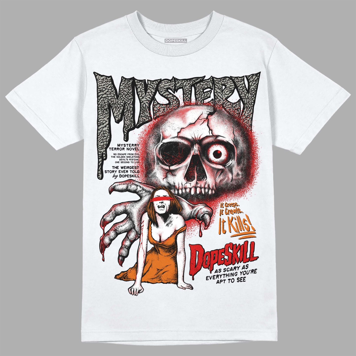 Fire Red 3s DopeSkill T-Shirt Mystery Ghostly Grasp Graphic