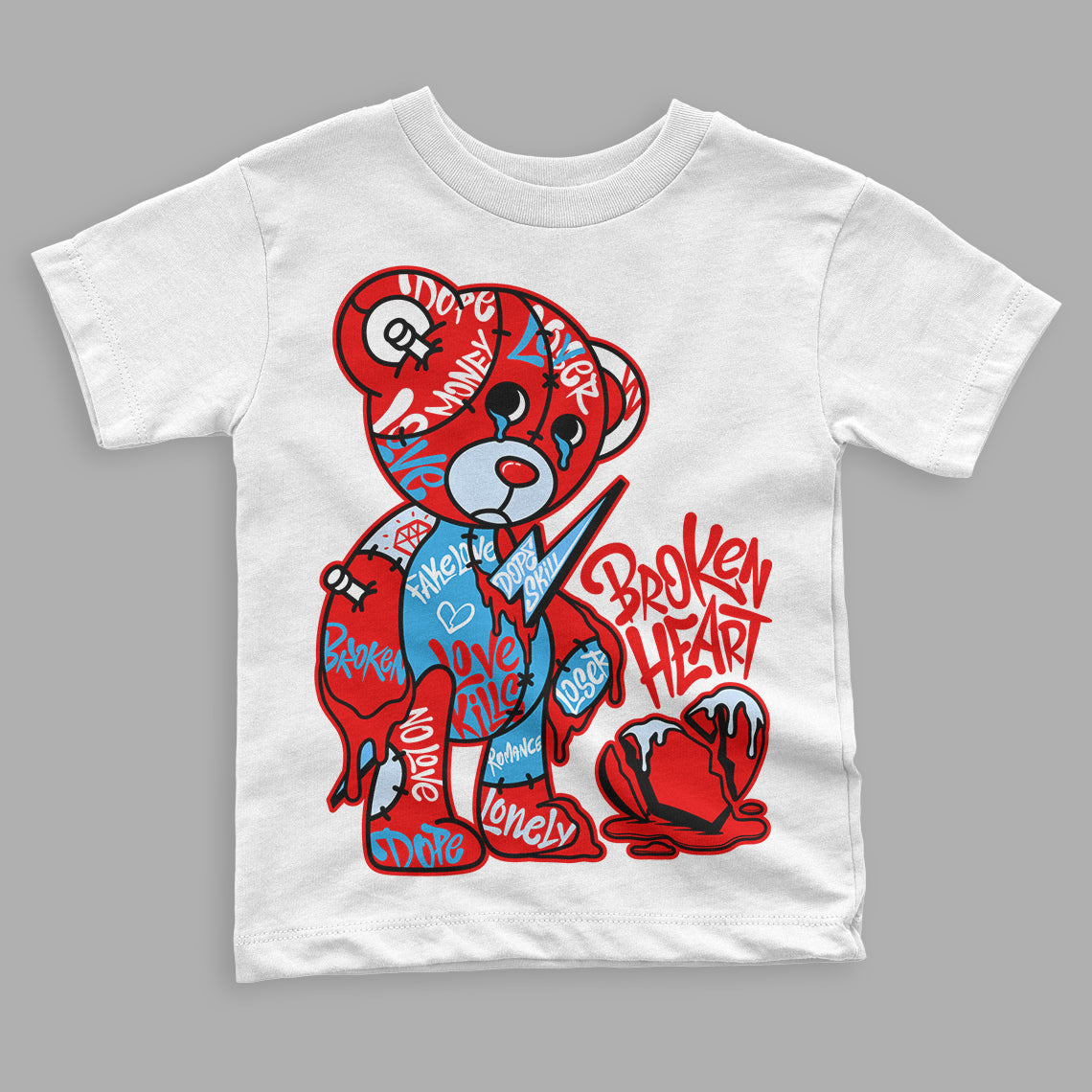 Cherry 11s  DopeSkill Toddler Kids T-shirt Broken Heart Graphic