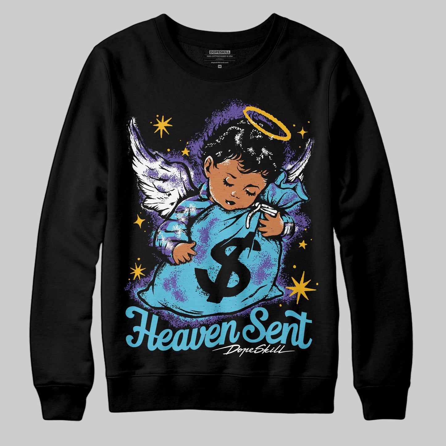 Aqua 8s DopeSkill Sweatshirt Heaven Sent Graphic