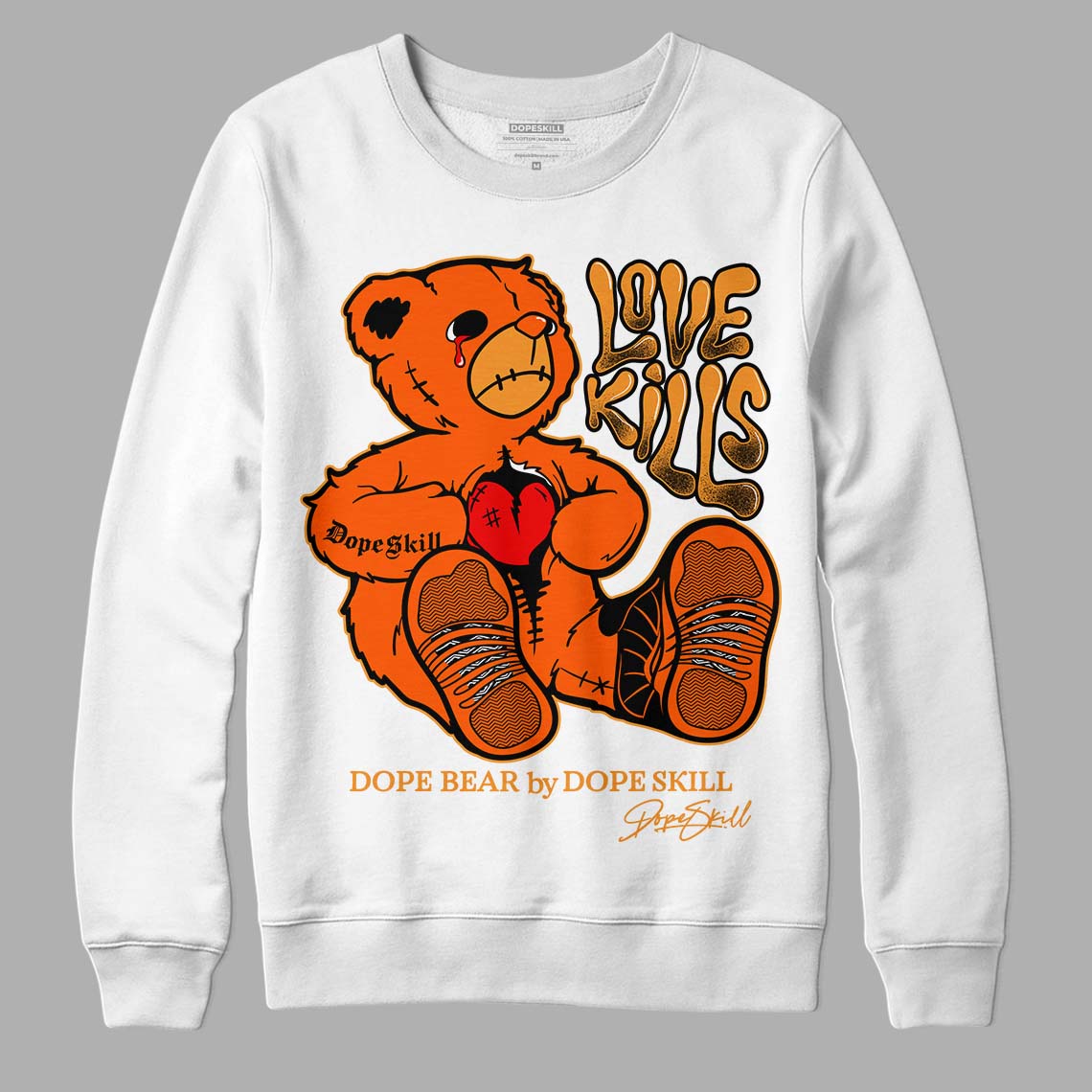 Brilliant Orange 12s DopeSkill Sweatshirt Love Kills Graphic