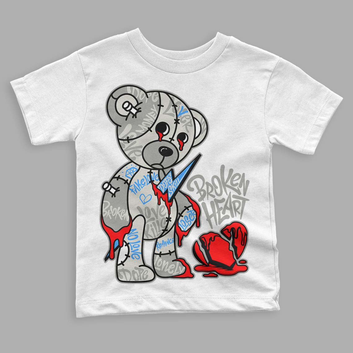 Military Black 4s DopeSkill Toddler Kids T-shirt Broken Heart Graphic