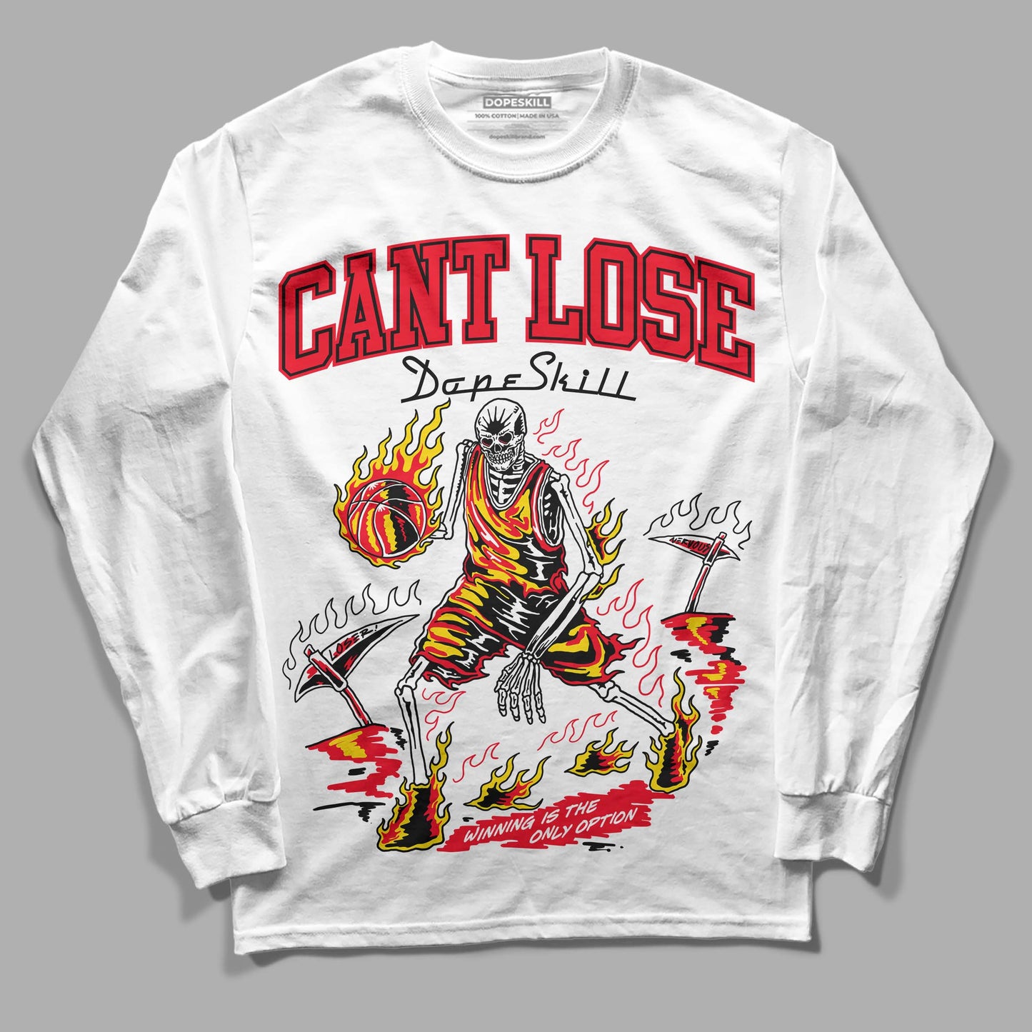 Red Thunder 4s DopeSkill Long Sleeve T-Shirt Cant Lose Graphic