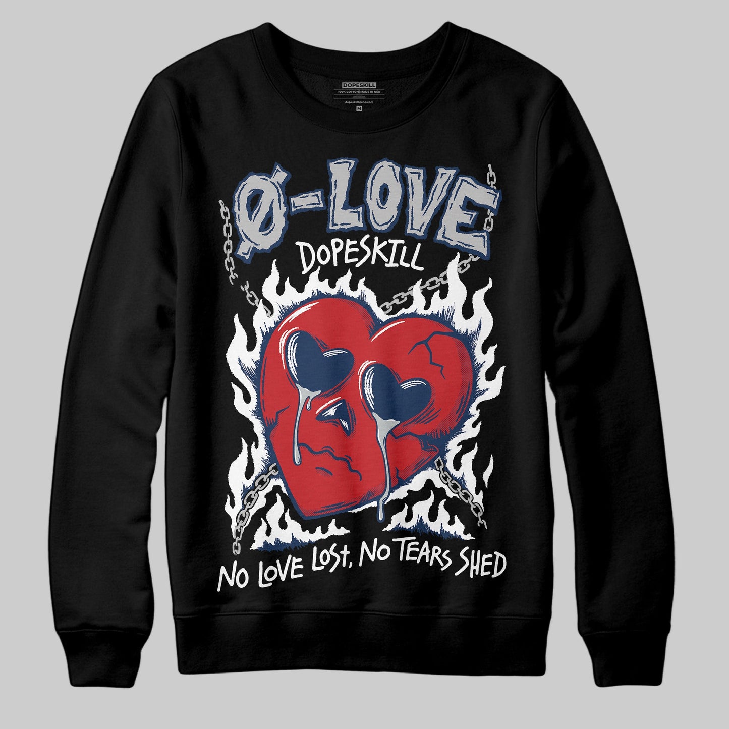 Summit White Navy 4s DopeSkill Sweatshirt Crying Heart Graphic