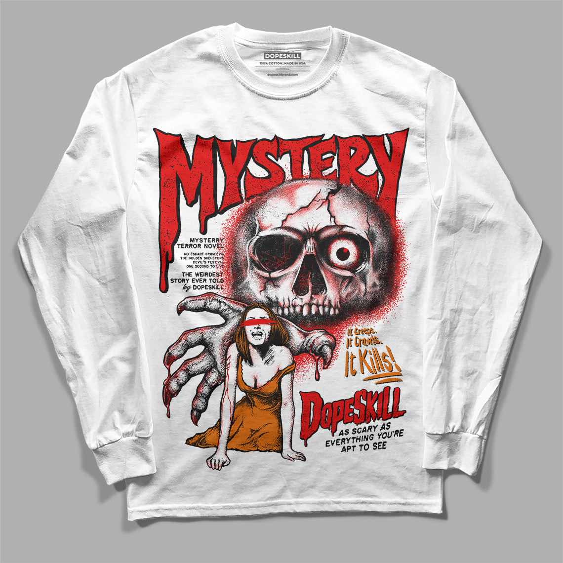 Red Cement 4S DopeSkill Long Sleeve T-Shirt Mystery Ghostly Grasp Graphic