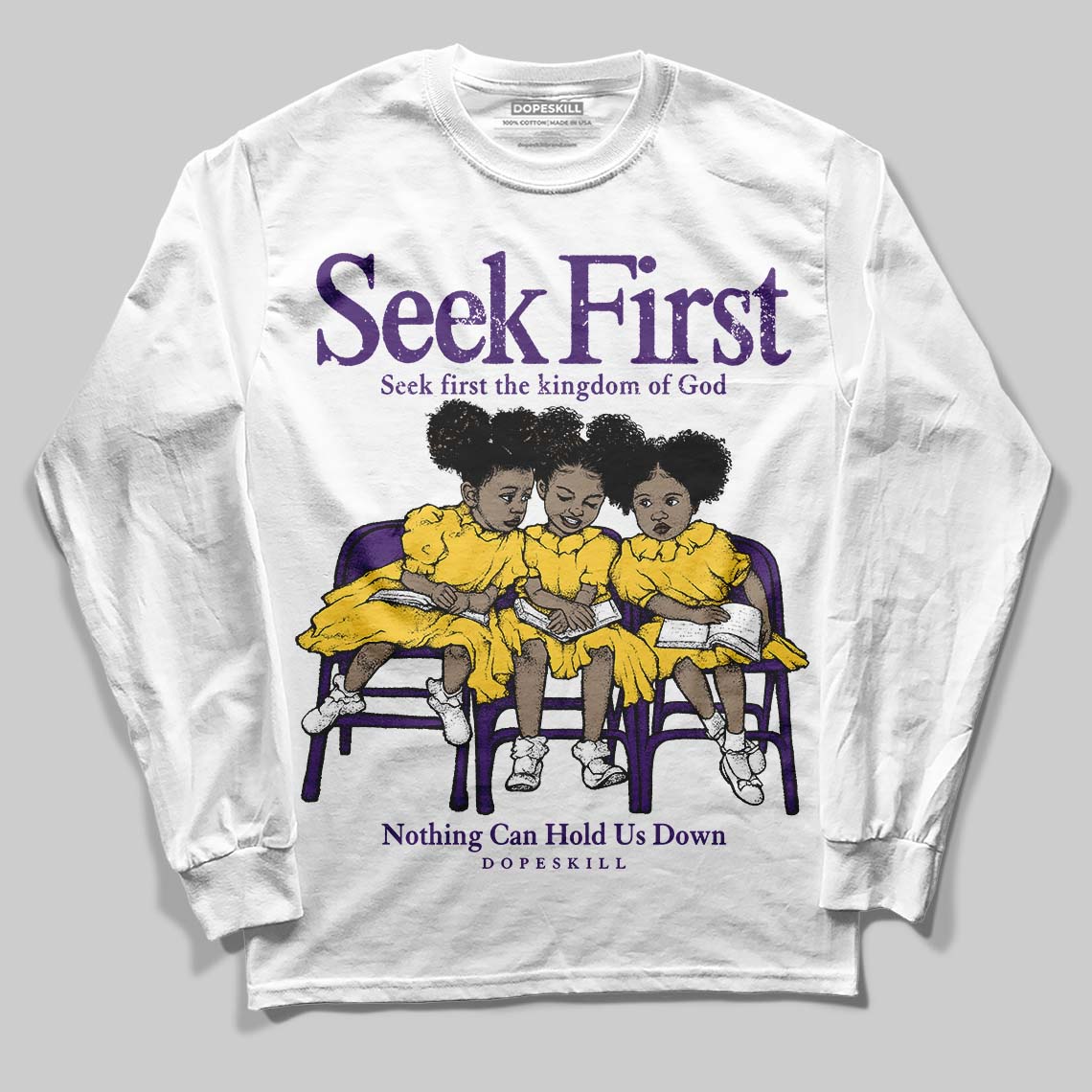 Field Purple 12s DopeSkill Long Sleeve T-Shirt New Seek First Graphic