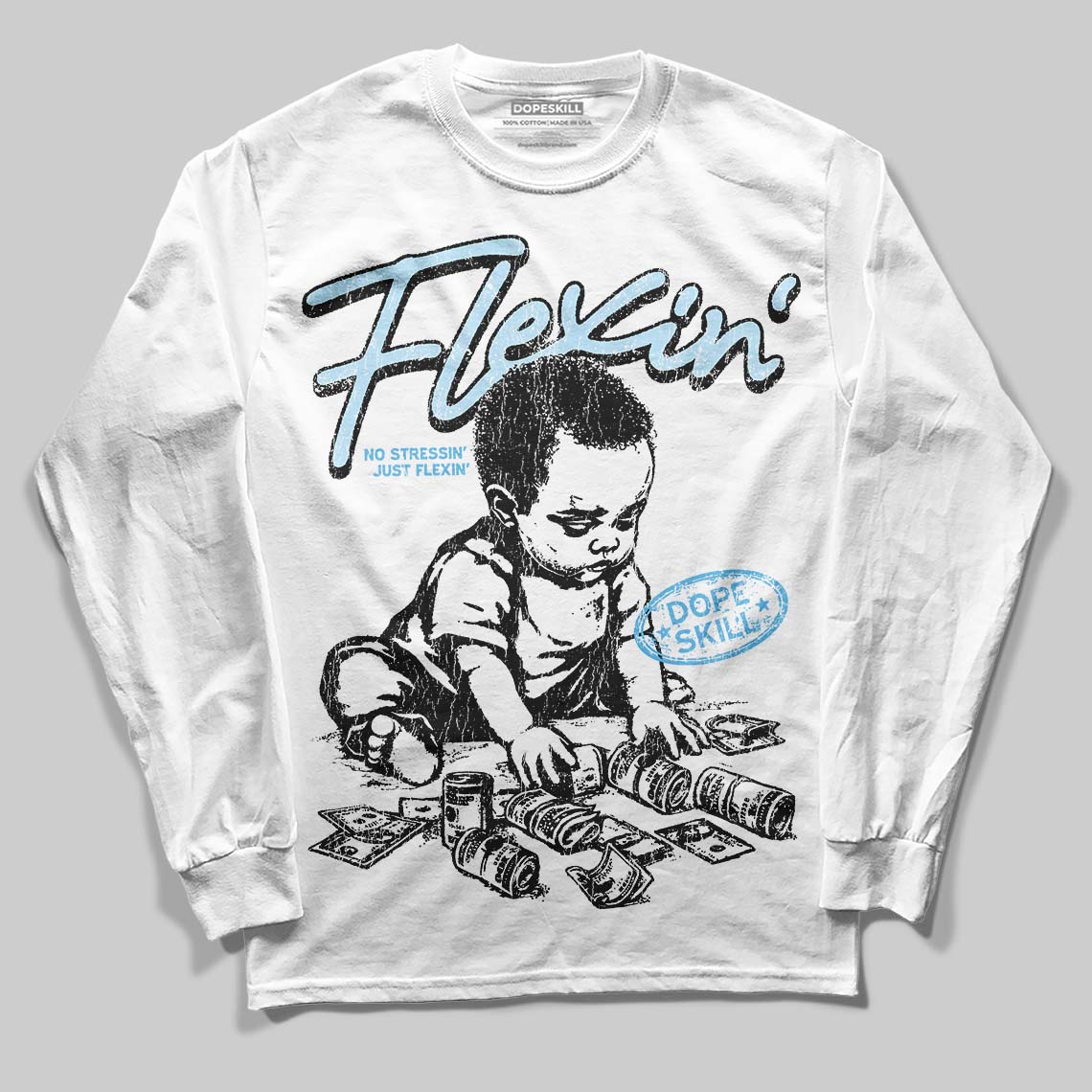 Legend Blue 11s DopeSkill Long Sleeve T-Shirt Flexin' Graphic