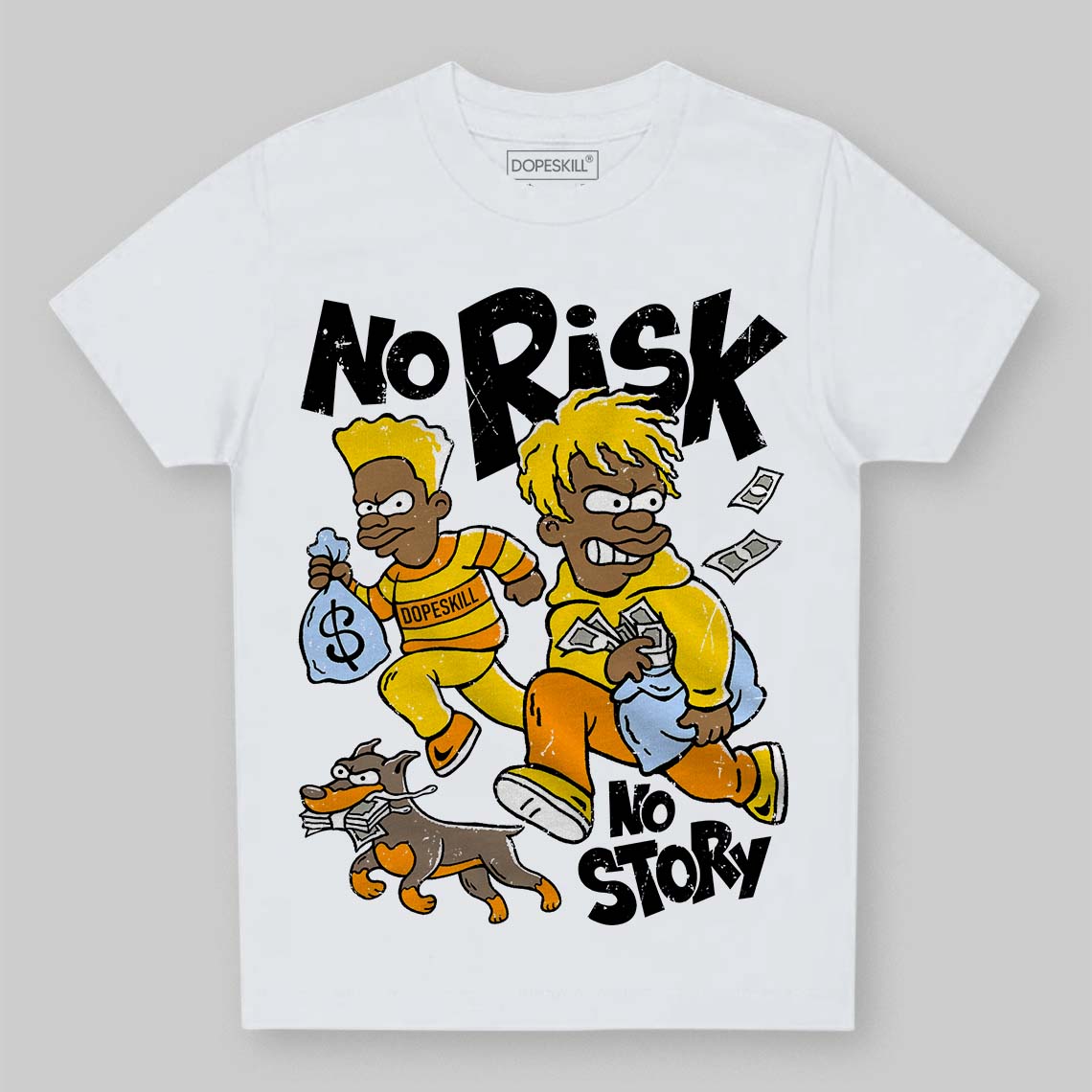 Yellow Ochre 6s DopeSkill Toddler Kids T-shirt No Risk No Story Graphic