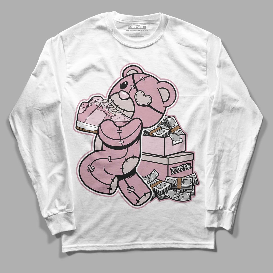 Dunk Low Teddy Bear Pink DopeSkill Long Sleeve T-Shirt Bear Steals Sneaker Graphic